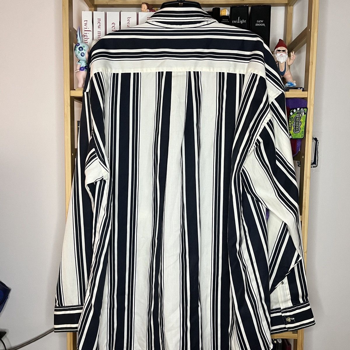 Vintage Vintage Striped Button Up Dress Shirt Size XL White Navy Size US XL / EU 56 / 4 - 4 Thumbnail