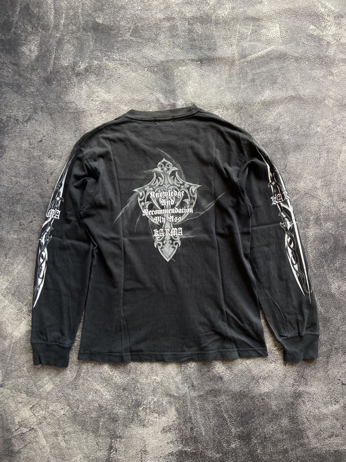 Japanese Brand VINTAGE KARMA "KNOW LEDGE AND RECOMMENDATION MY ASS" Size US M / EU 48-50 / 2 - 9 Thumbnail