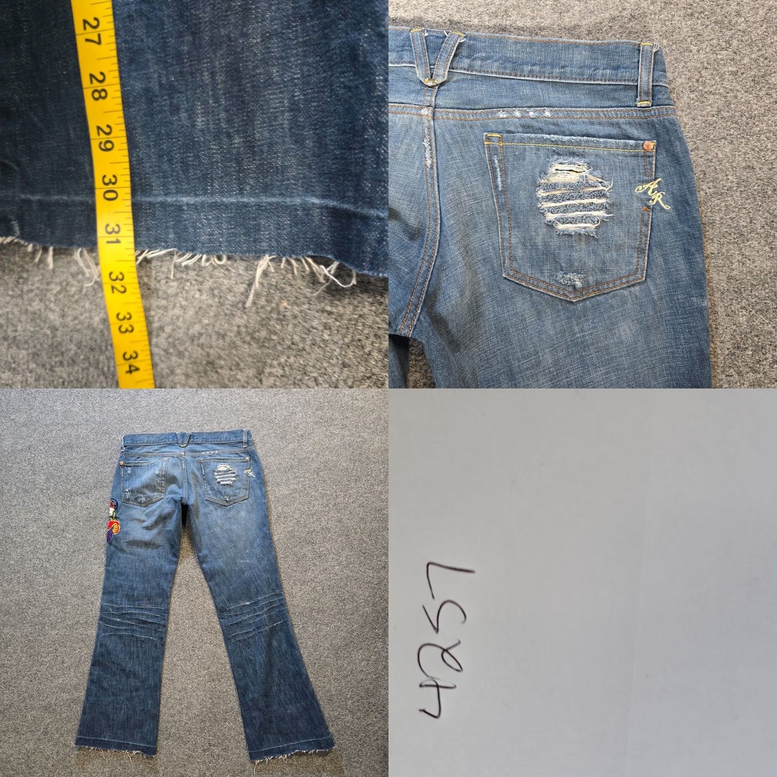 Vintage VINTAGE American Republic Jeans Women Size 29 Blue Flare Embroidery Low Rise Capsule Y2K Size 29" - 9 Thumbnail