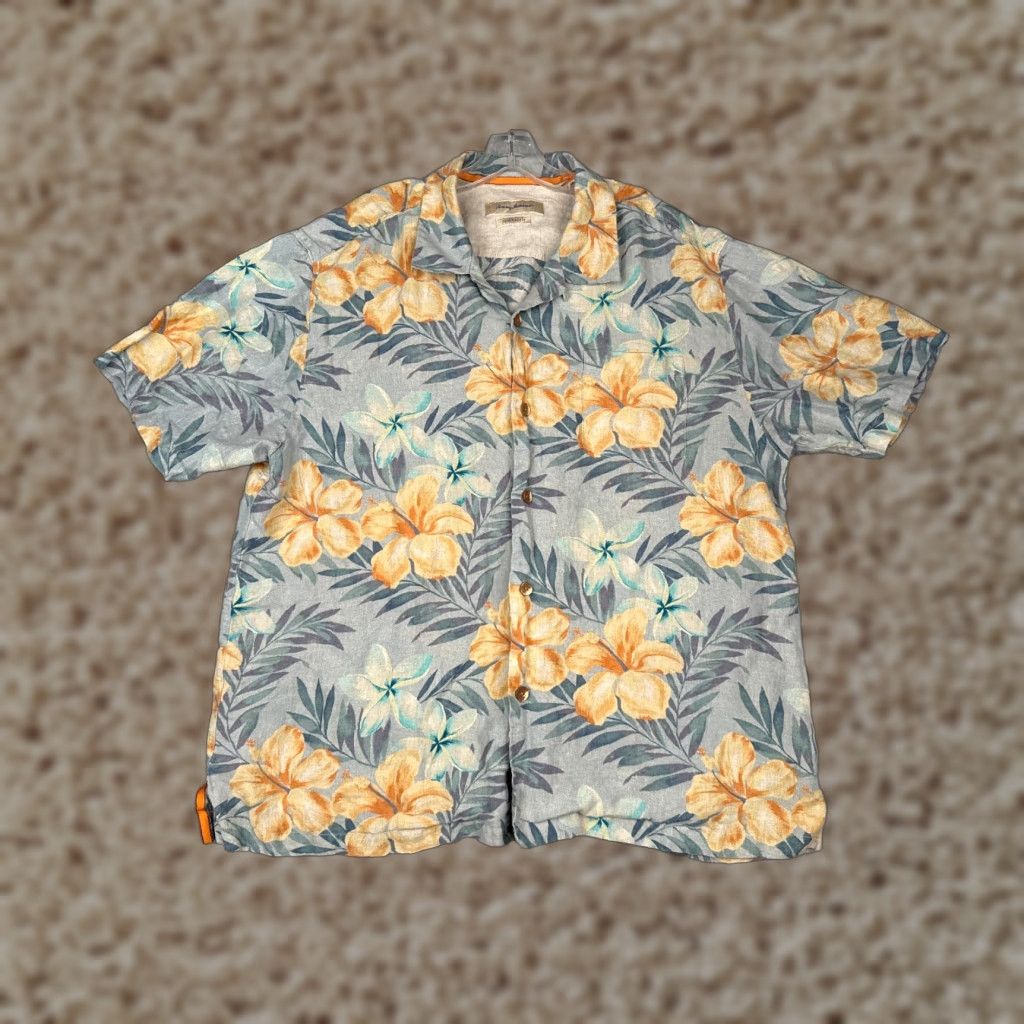 Tommy Bahama Tommy Bahama Shirt Men 2XL Blue Floral Linen Button-Up Hawaiian Aloha Beach Vacation Resort Shirt Mens Size US XXL / EU 58 / 5 - 1 Thumbnail