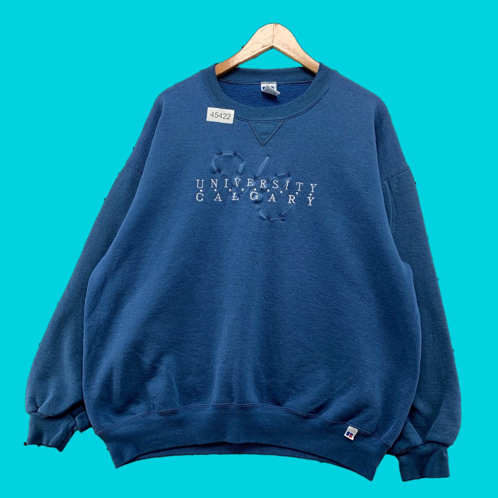 Russell Athletic VINTAGE University Calgary Sweatshirt Mens 2XL Blue 90s Embroidered Russell USA Shirt Size US XXL / EU 58 / 5 - 1 Thumbnail