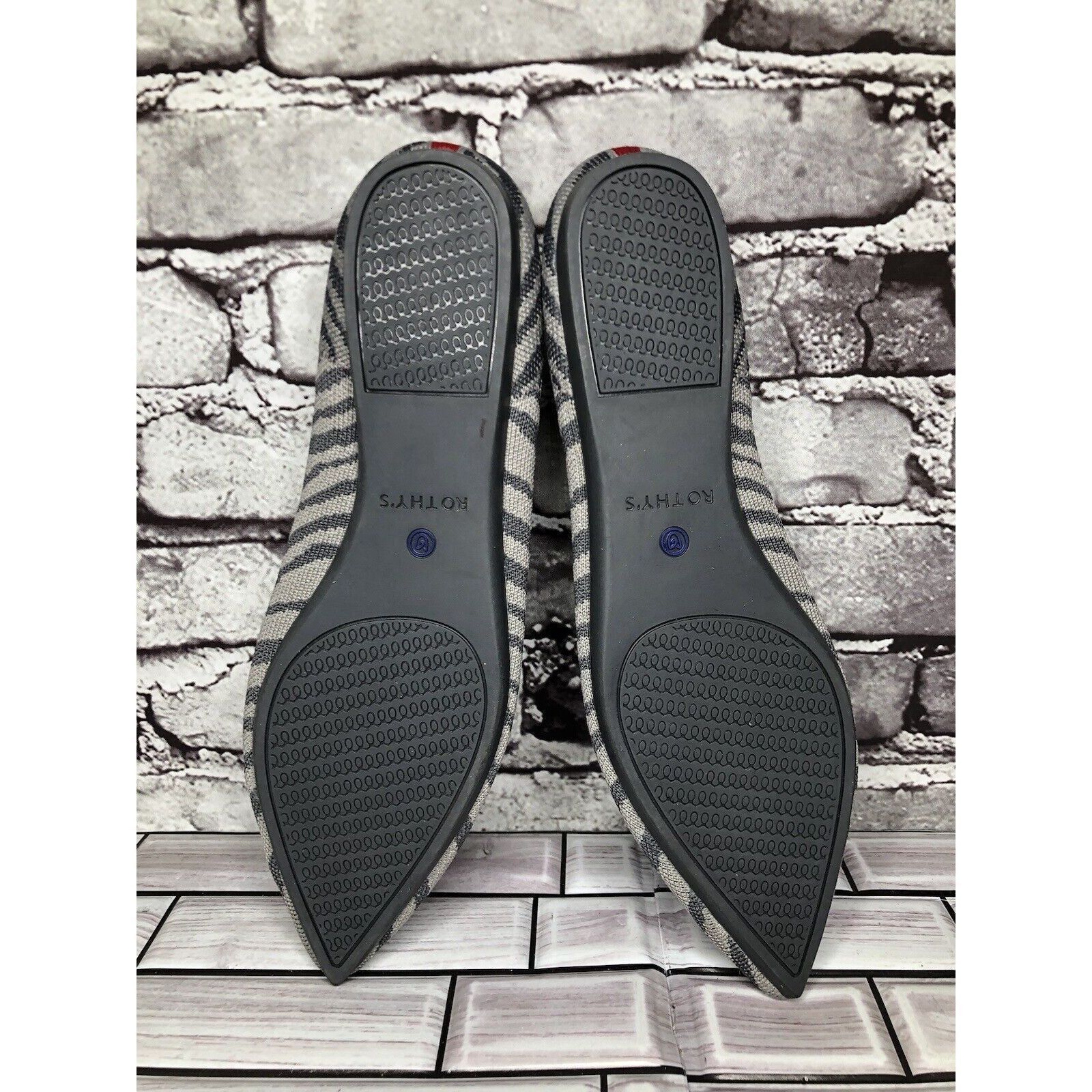 Other Rothy’s The Point Retired Grey Zebra Fabric Stripe Flats Wom Size US 9.5 / IT 39.5 - 14 Thumbnail