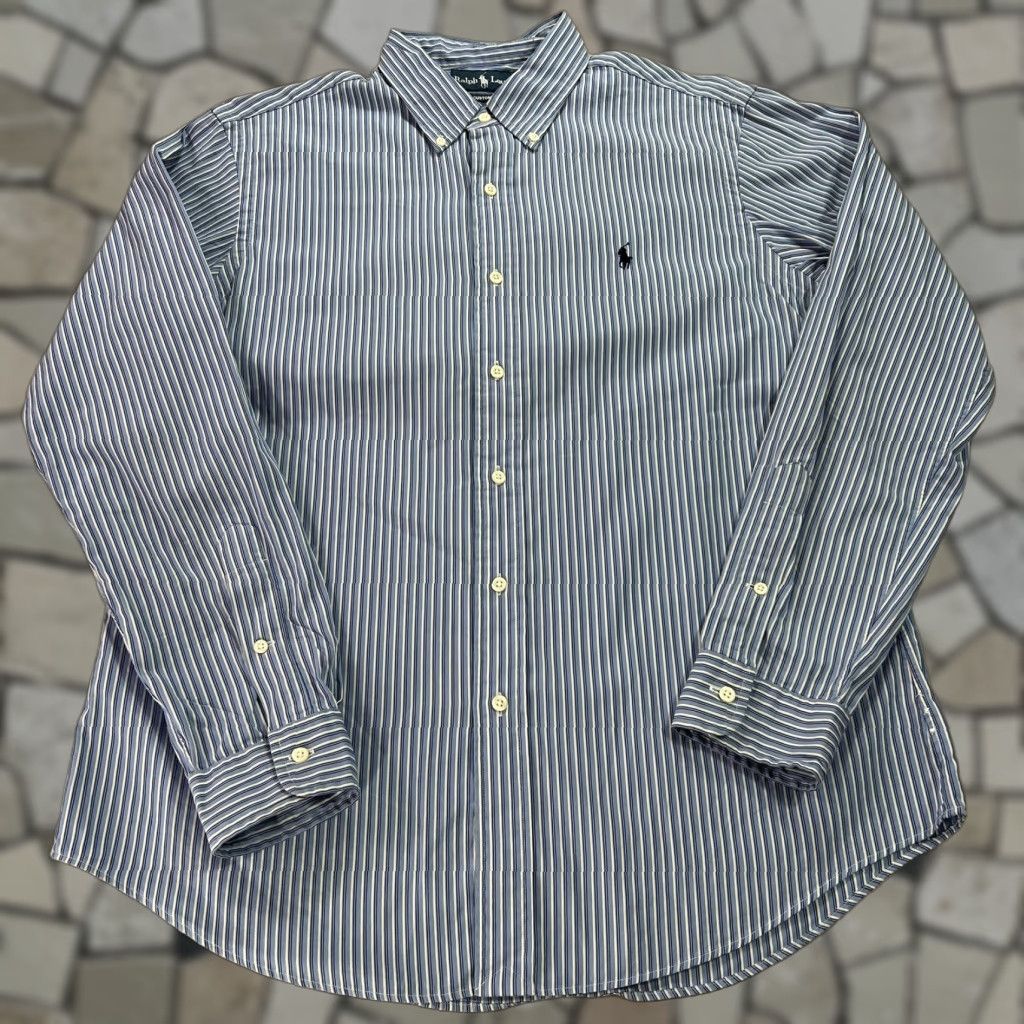 Ralph Lauren Ralph Lauren Shirt Mens Large Blue Striped Button Down Custom Fit Pony Logo Size US L / EU 52-54 / 3 - 1 Thumbnail
