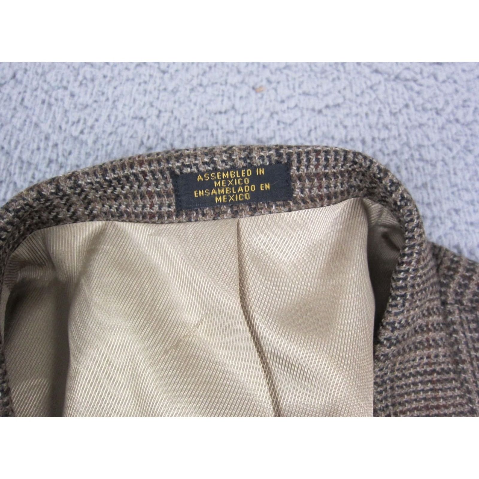 Stafford Stafford Blazer Jacket Mens 40 Wool Tweed Brown Single-Breasted 2-Button Notch Lapel Solid Vintage Style 80s 90s City Classic Size 40R - 3 Thumbnail