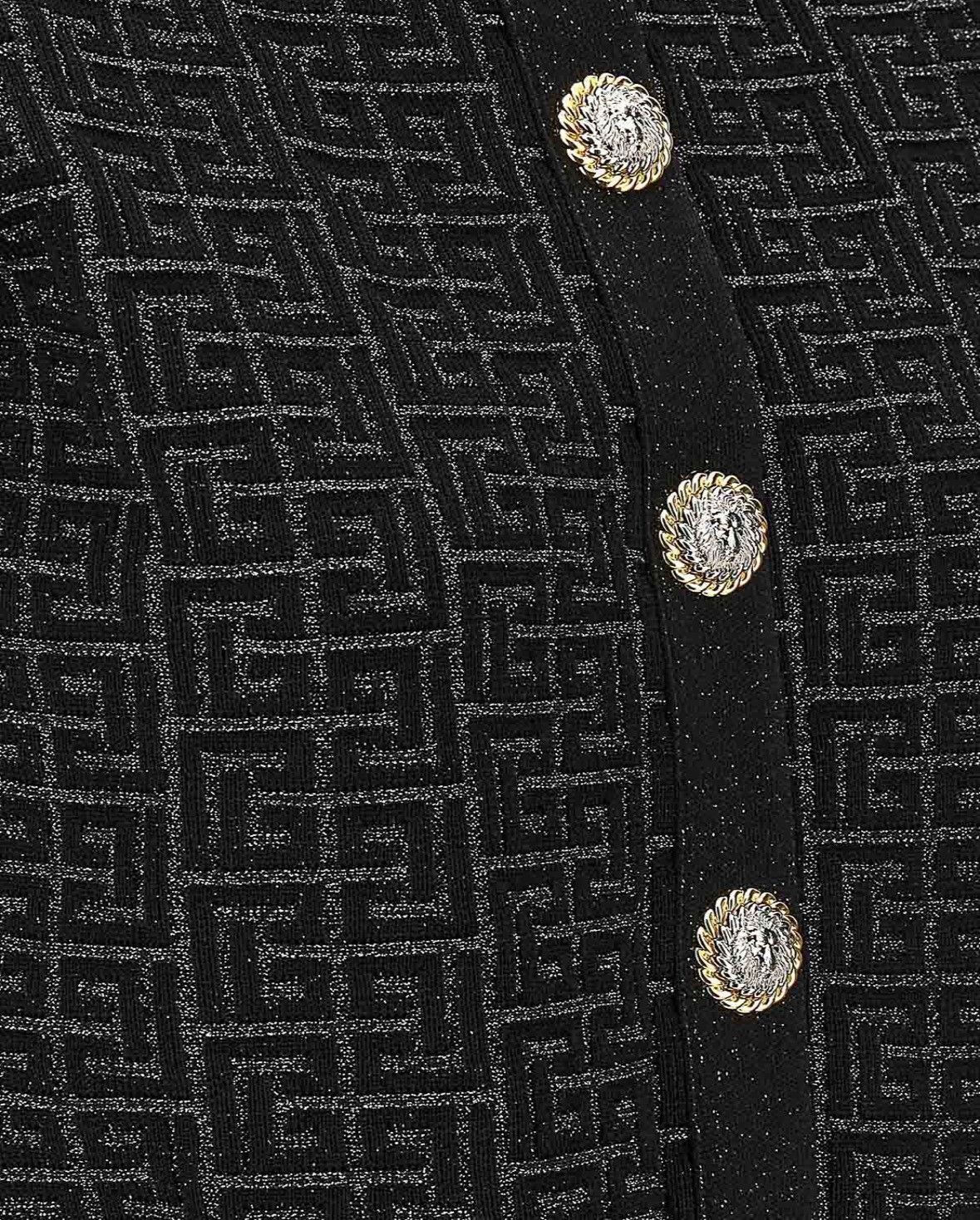 Balmain o1mt1gz0126 SS Buttoned Glittered Monogram Knit Cardigan Size M / US 6-8 / IT 42-44 - 2 Thumbnail