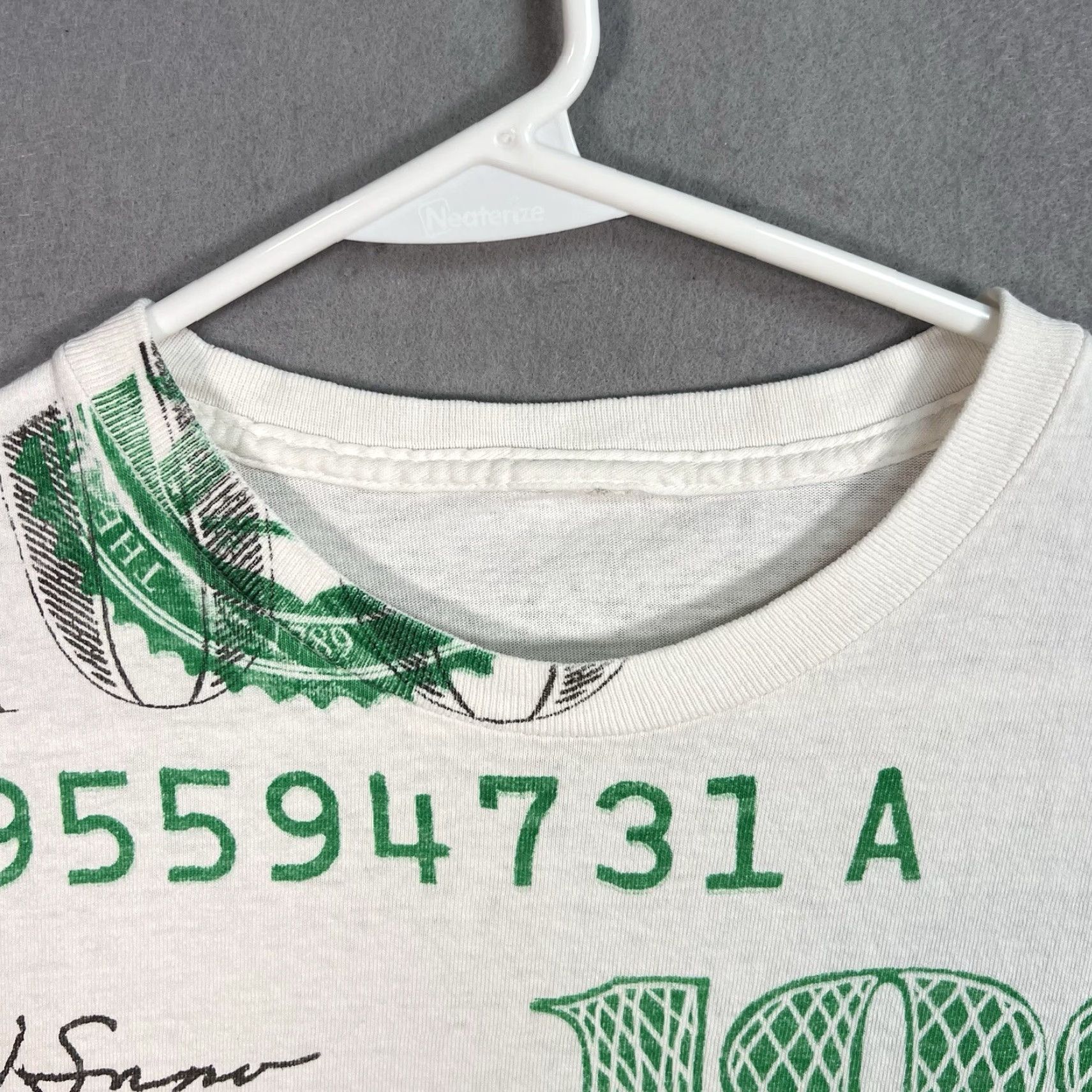 Vintage VINTAGE Hundred Dollar Bill All Over Print Shirt Adult Large White Mens Size US L / EU 52-54 / 3 - 6 Thumbnail
