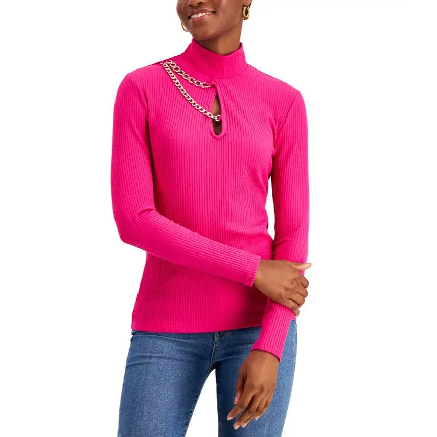 Other INC International Concepts Chain-Trim Keyhole Top, Pink Tutu Size M / US 6-8 / IT 42-44 - 1 Thumbnail