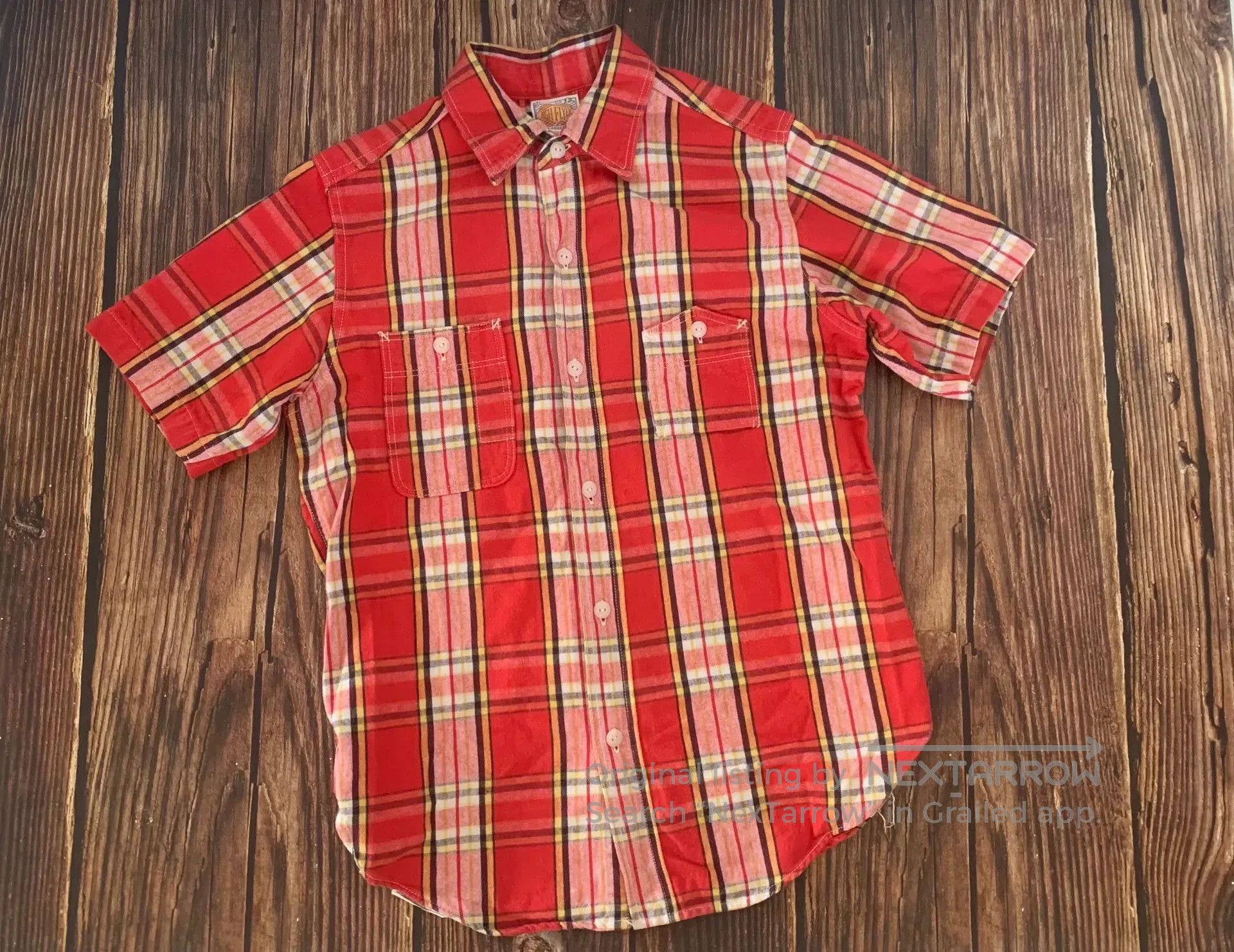 Freewheelers bright red plaid short sleeve shirt. Size US L / EU 52-54 / 3 - 1 Thumbnail
