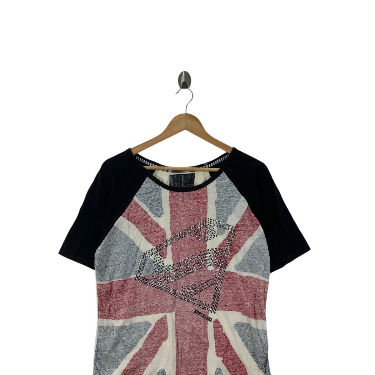 DC Comics DC COMICS SUPERGIRL UK Flag Raglan Superheroes Tee Shirt Top Size M / US 6-8 / IT 42-44 - 2 Thumbnail