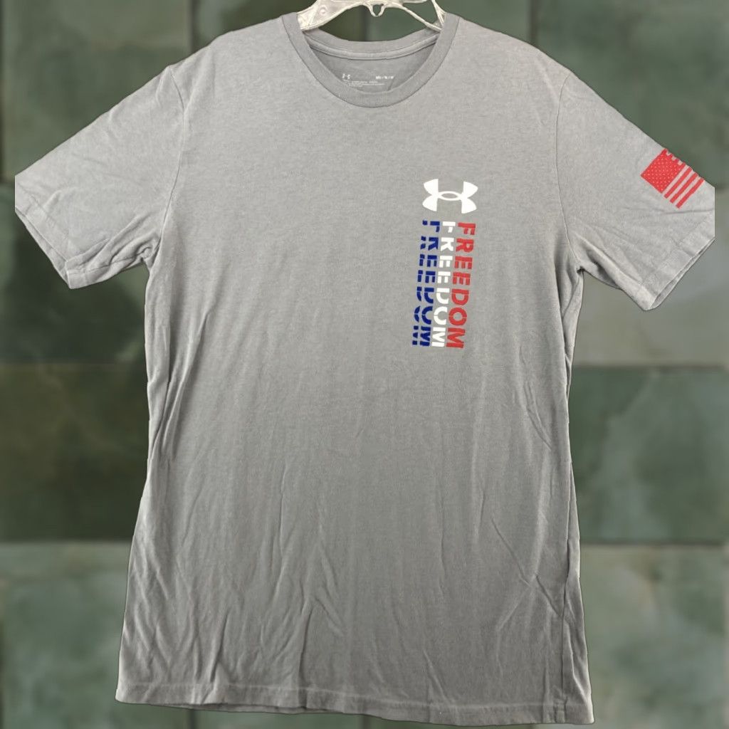 Under Armour Under Armour Men's T-Shirt Medium Gray Graphic Lightweight Breathable Cross Training Logo HeatGear Size US M / EU 48-50 / 2 - 1 Thumbnail
