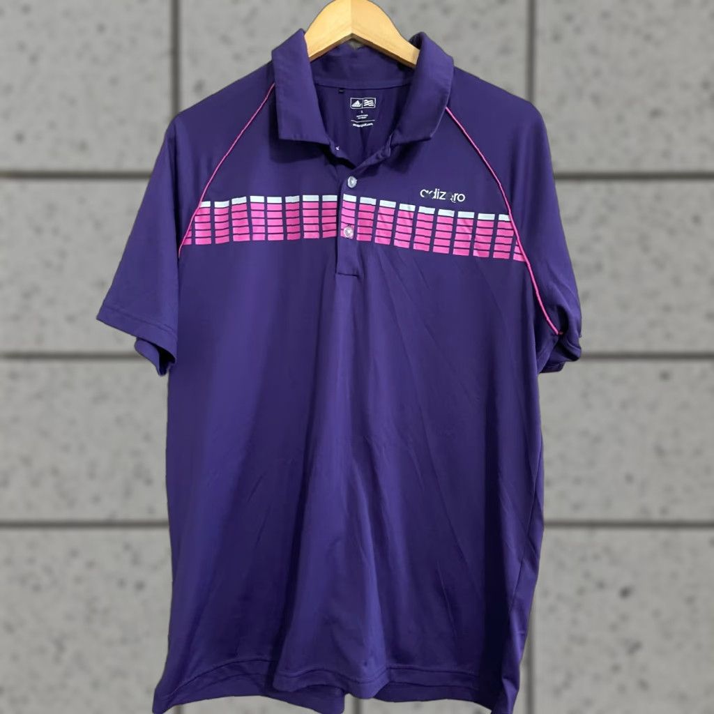 Adidas Adidas Adizero Polo Shirt Mens Large Golf Striped Purple Size US L / EU 52-54 / 3 - 1 Thumbnail