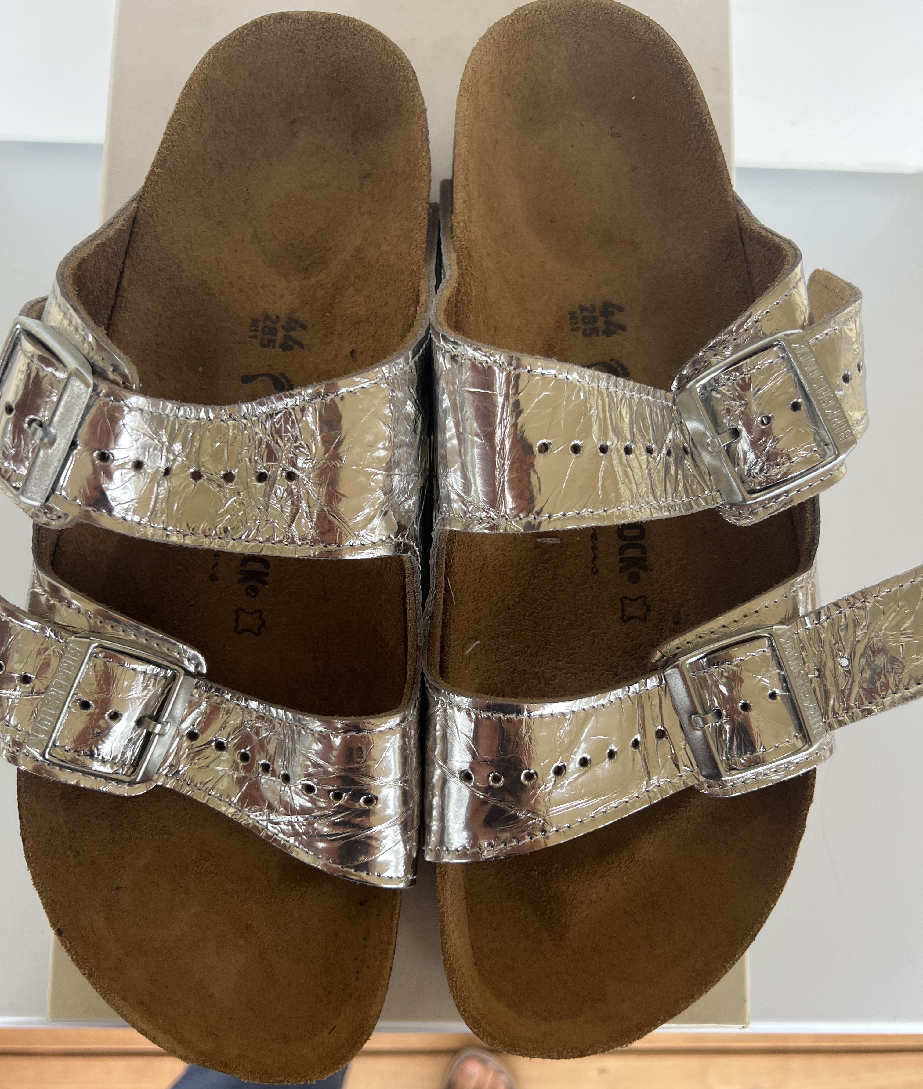 Birkenstock × Rick Owens Rick owens birkenstock silver metallic sandal Size US 11 / EU 44 - 1 Thumbnail