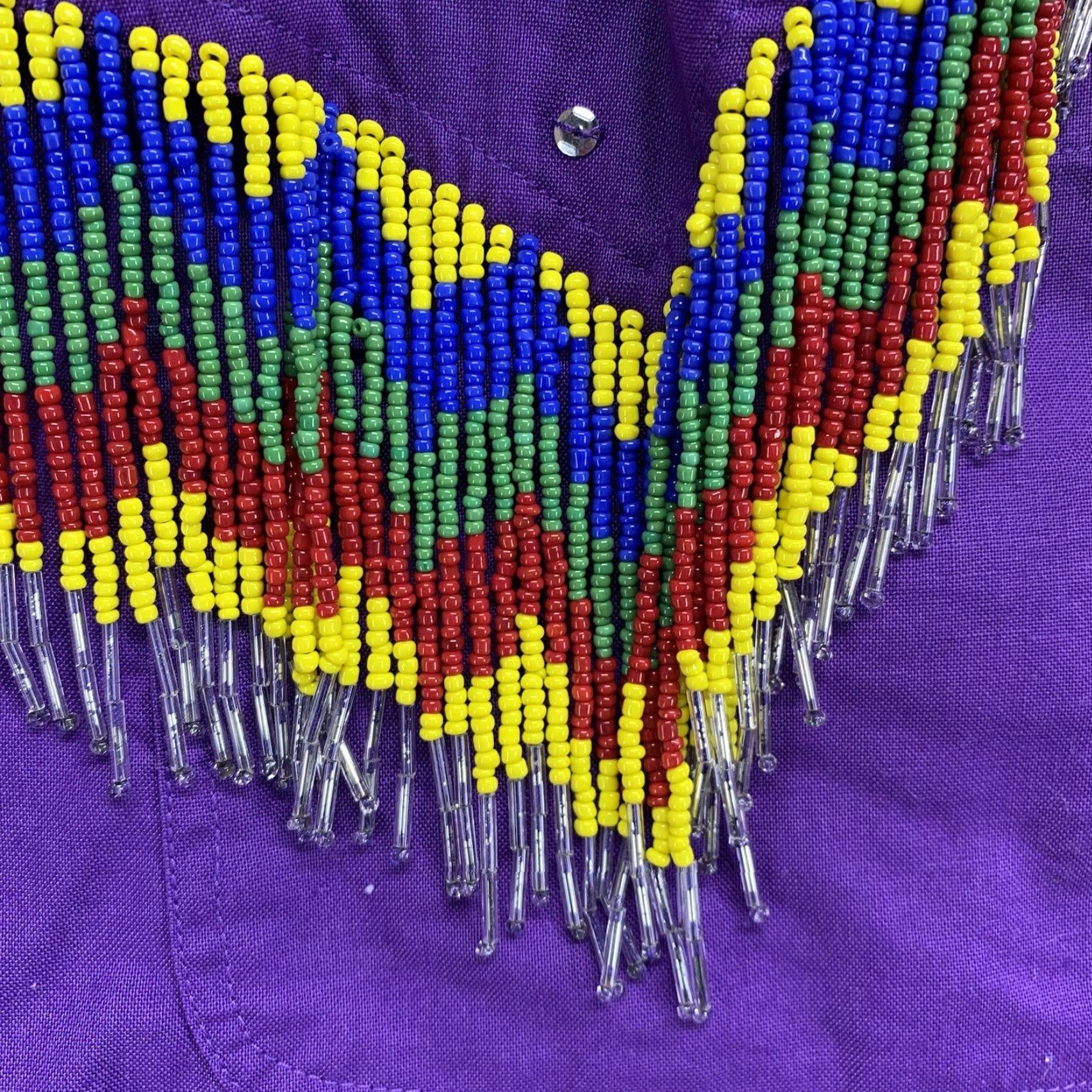 Vintage VINTAGE KZK Western Shirt Women Medium Purple Beaded Embroidered Cowgirl 90s Western-style Size M / US 6-8 / IT 42-44 - 7 Thumbnail