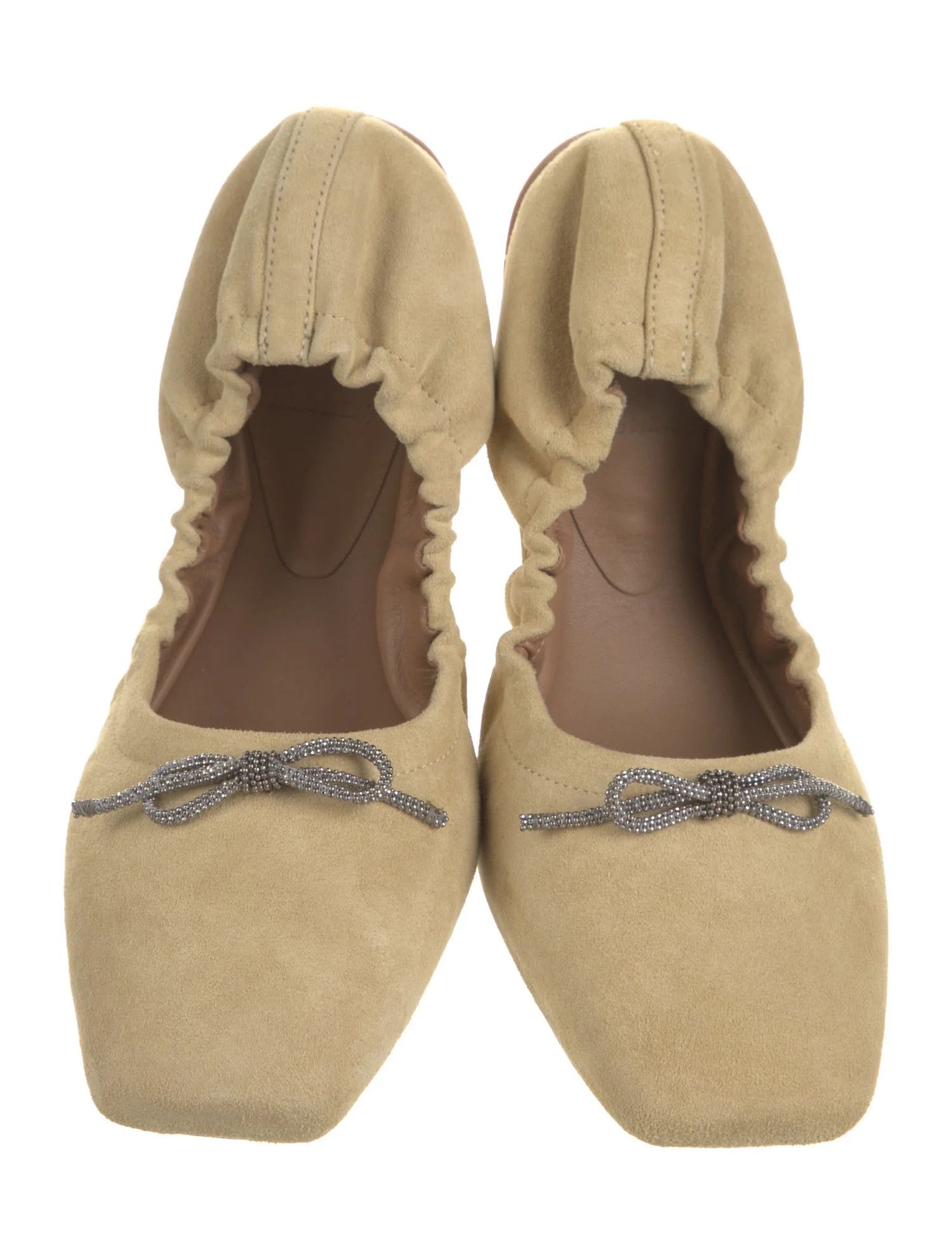 Brunello Cucinelli o1mle0824 Ballet Flats With Bow Detail in Neutrals Size US 7 / IT 37 - 3 Thumbnail
