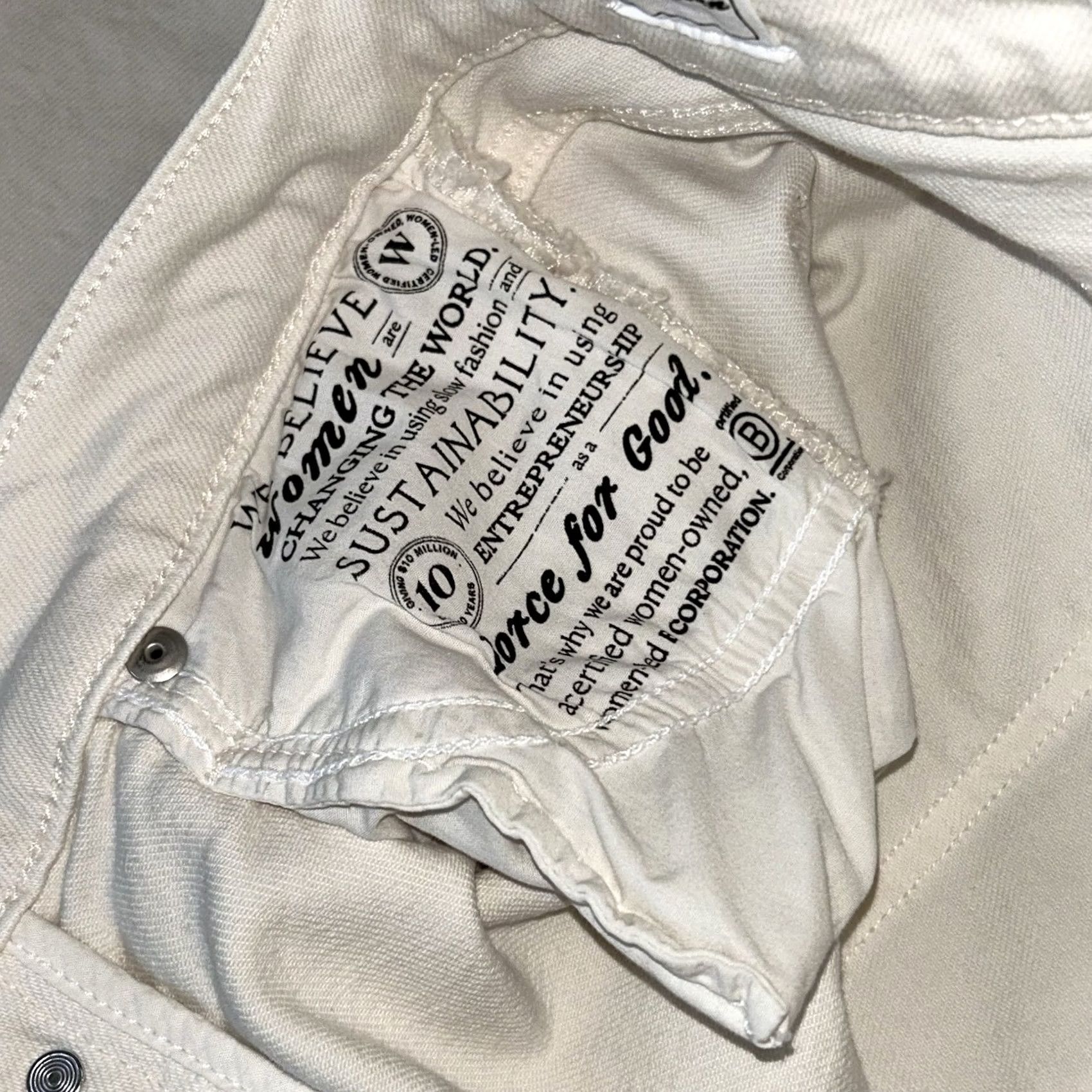 Frank & Eileen Frank & Eileen Monaghan Denim Jeans 24 Cream Cotton Blend USA Made Women’s 5-Pocket Cropped Rise 10.5in Inseam 25in Vintage No Dinom Size 42" / US 20 - 7 Thumbnail