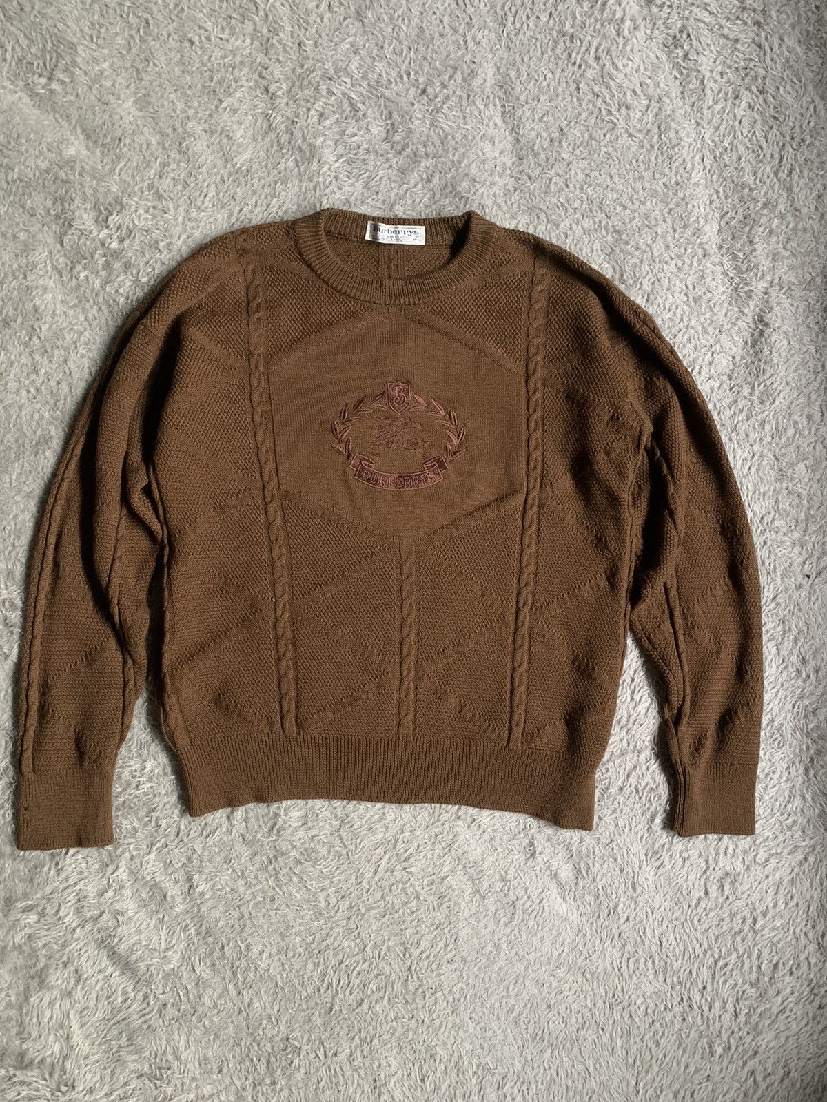 Vintage 90s Rare Colour Burberrys Cable knit Sweater