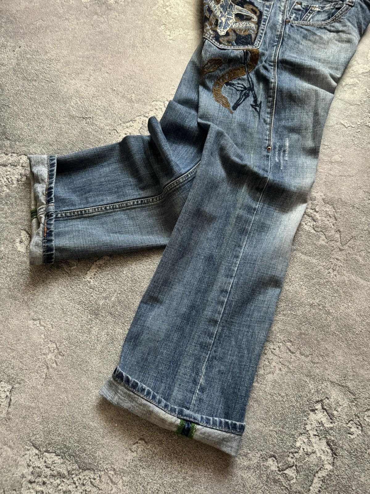 Japanese Brand The ninth 32/32 blue denim pant trouser Jean big logo scull Size US 32 / EU 48 - 21 Thumbnail