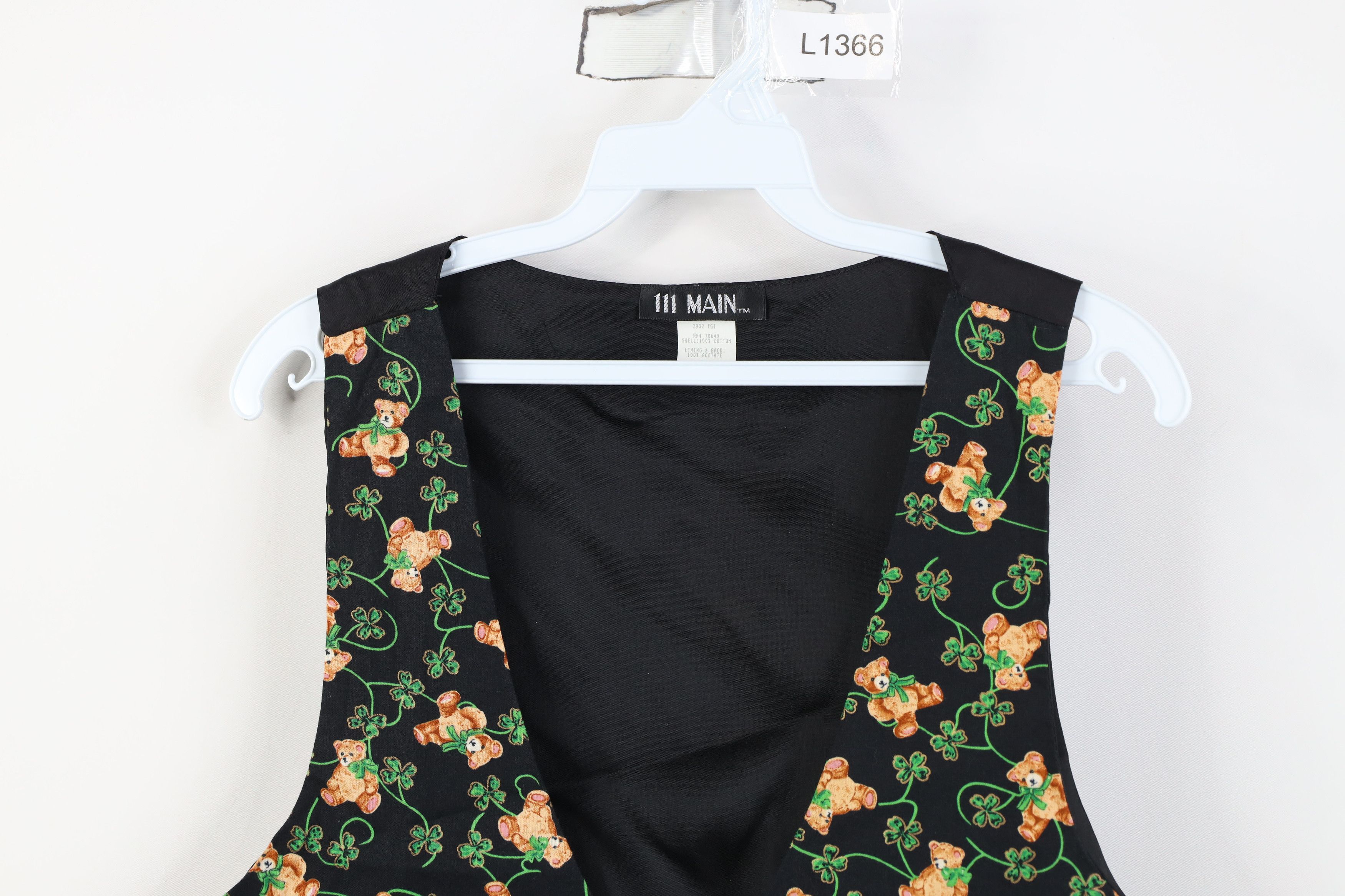 Vintage Vintage 90s St Patricks Day Clover Bear Tie Back Vest Jacket Size L / US 10 / IT 46 - 2 Thumbnail