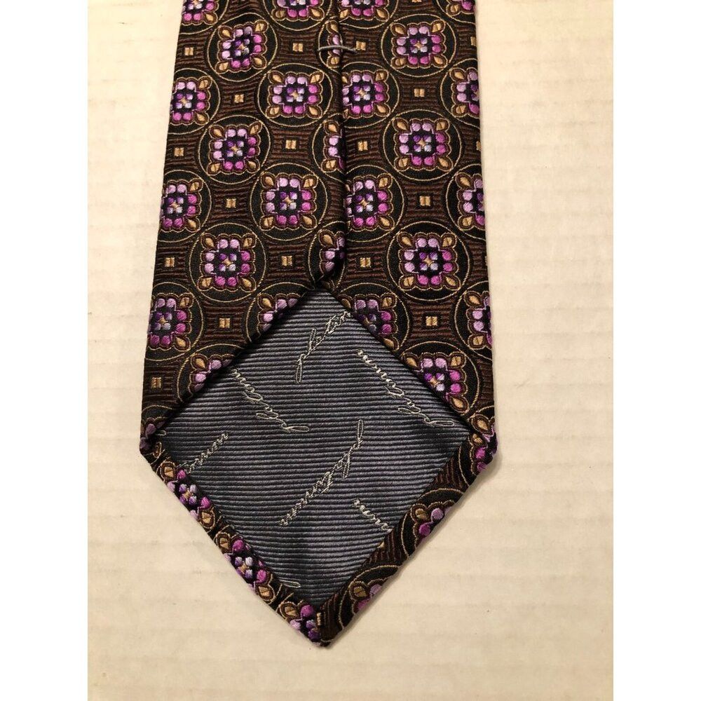 XMI Platinum xmi platinum men's new brown silk tie 3 1/2" X 60" Size ONE SIZE - 3 Thumbnail