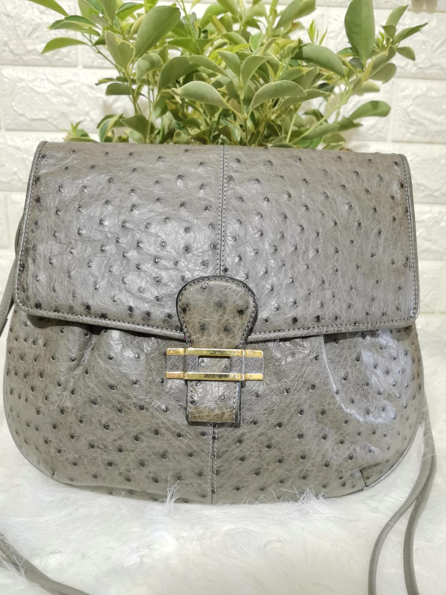 Japanese Brand × Vintage ORIGINAL JAPAN OSTRICH LEATHER SLING BAG/ CROSSBODY BAG. Size ONE SIZE - 5 Thumbnail