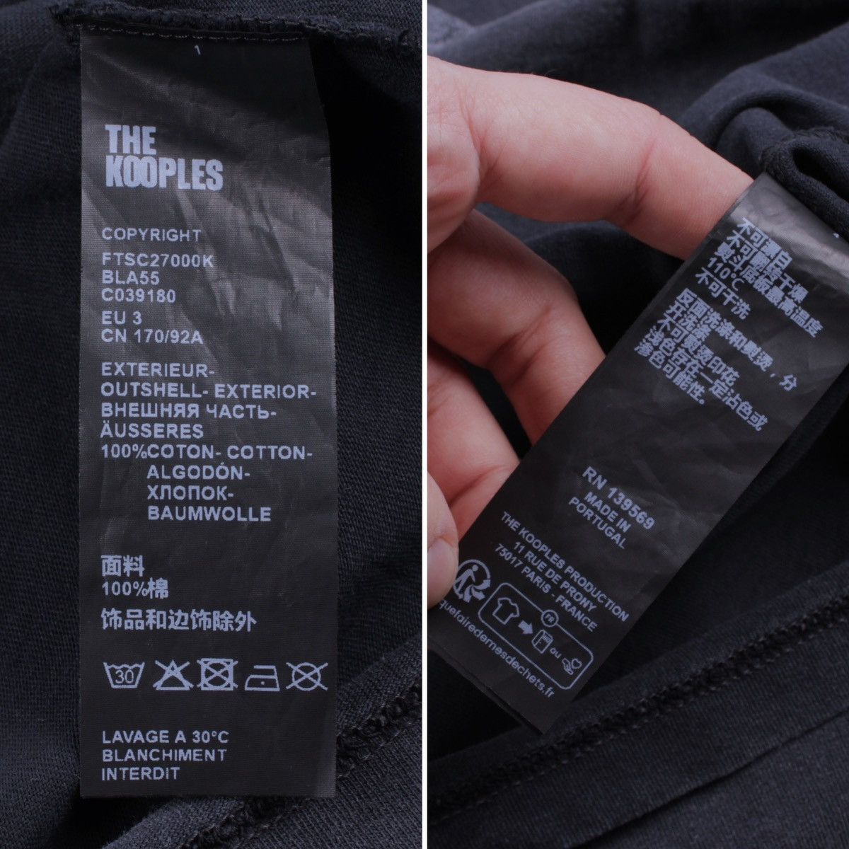The Kooples The KOOPLES Garment Dyed Washed Gray/Black T-Shirt Size M / US 6-8 / IT 42-44 - 18 Thumbnail