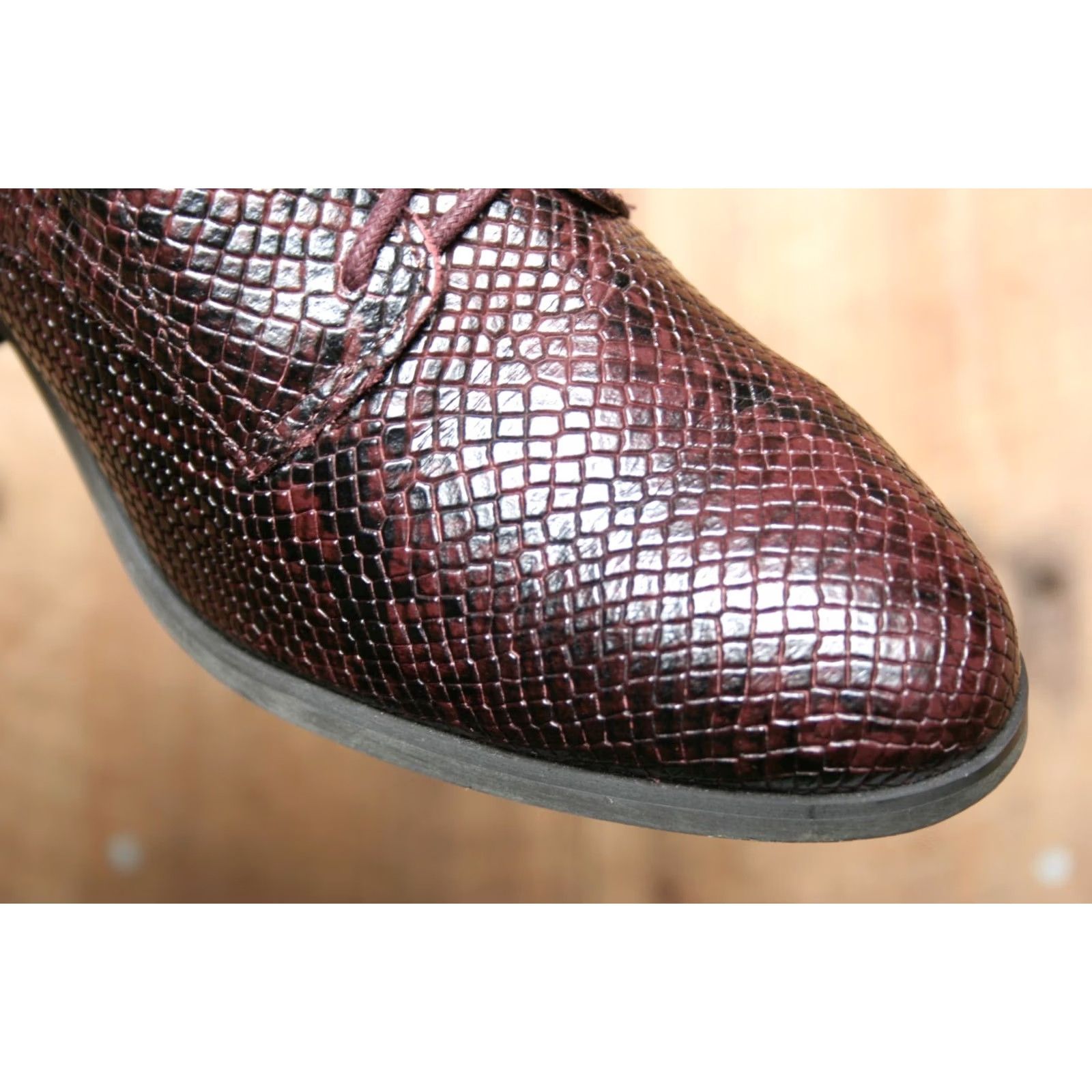 Lucky Brand LUCKY BRAND Persee Burgundy Snake Print Leather Bootie Sz. 6.5 M Womens Shoes Size US 7 / IT 37 - 7 Thumbnail