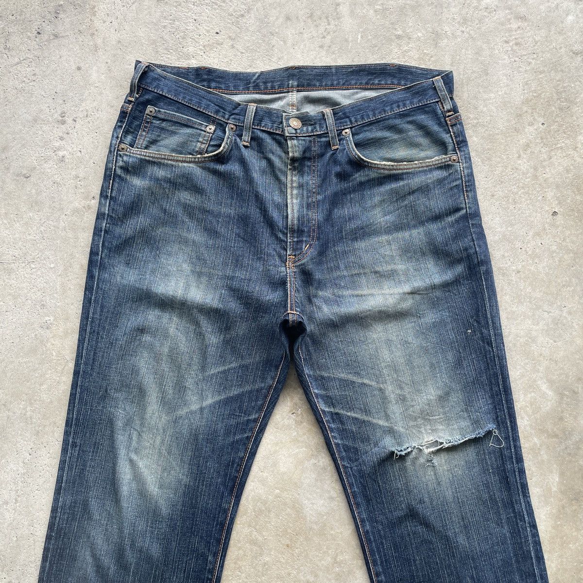 Edwin W39x26.5💥 Vintage Edwin Distressed Faded Jeans Pants Denim Size US 39 - 3 Thumbnail
