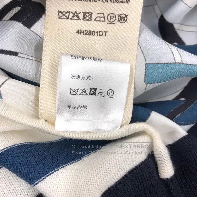 Hermes Hermes Silk Knit Two-Faced Top, White with Blue Size XS / US 0-2 / IT 36-38 - 7 Thumbnail