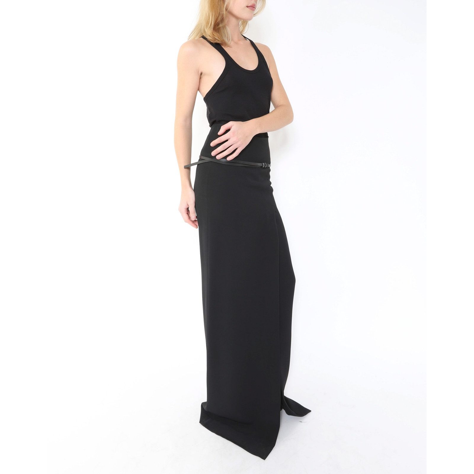 Haider Ackermann FW16 Maxi Dress with Slit in Black Viscose Size XS / US 0-2 / IT 36-38 - 8 Thumbnail