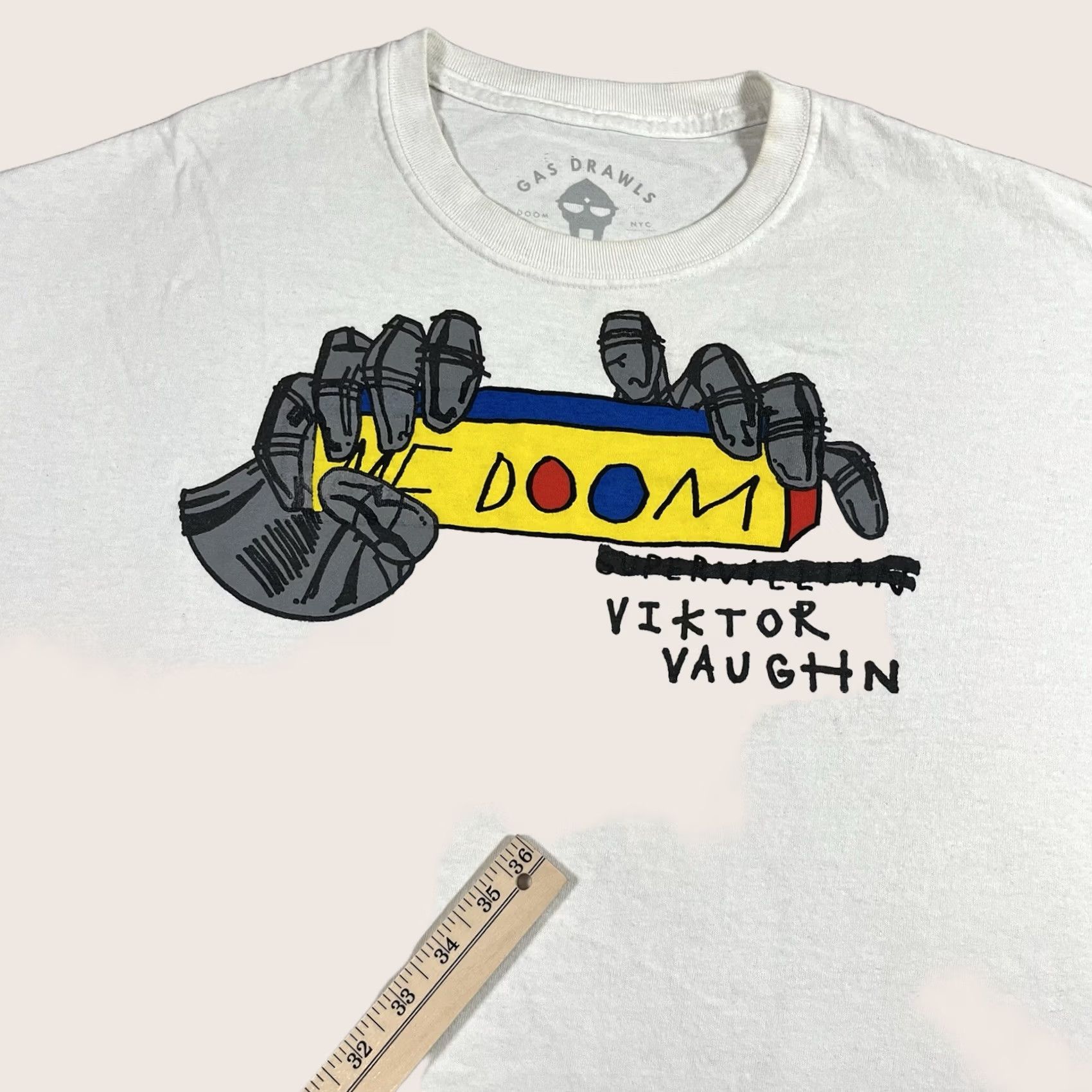 GAS Gas Drawls Mf Doom Gas Drawls Shirt Men XL White Hip Hop Graphic Supervillain 80s 90s Music Retro T-Shirt Mens XL White Cotton Short Sleeve Crew Neck Size US XL / EU 56 / 4 - 1 Thumbnail