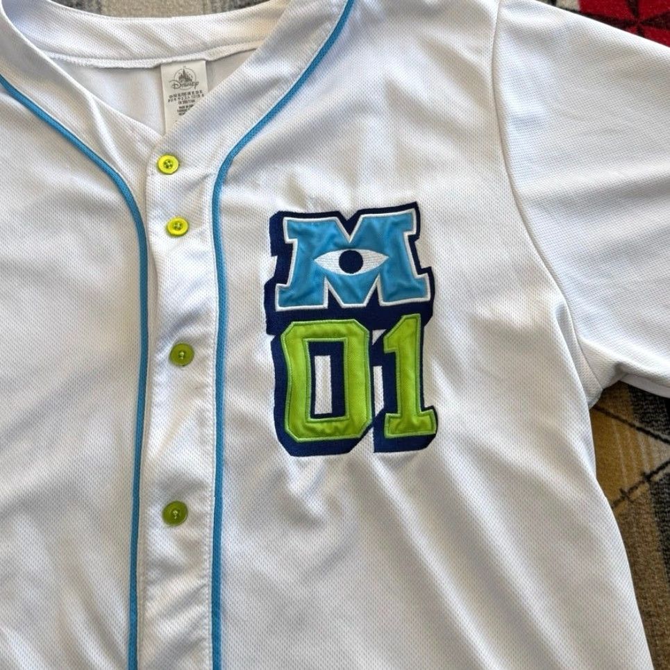 Disney Disney Monsters Inc. Baseball Jersey Mike Wazowski Size XL White Embroidered Men Short Sleeve Jersey Size US XL / EU 56 / 4 - 5 Thumbnail