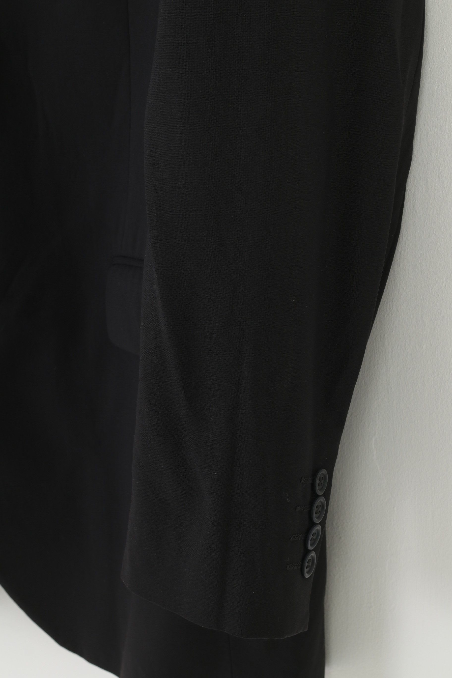 Jaeger Jaeger Men 44 54 Blazer Black Wool Breasted 1477 Size 44L - 3 Thumbnail