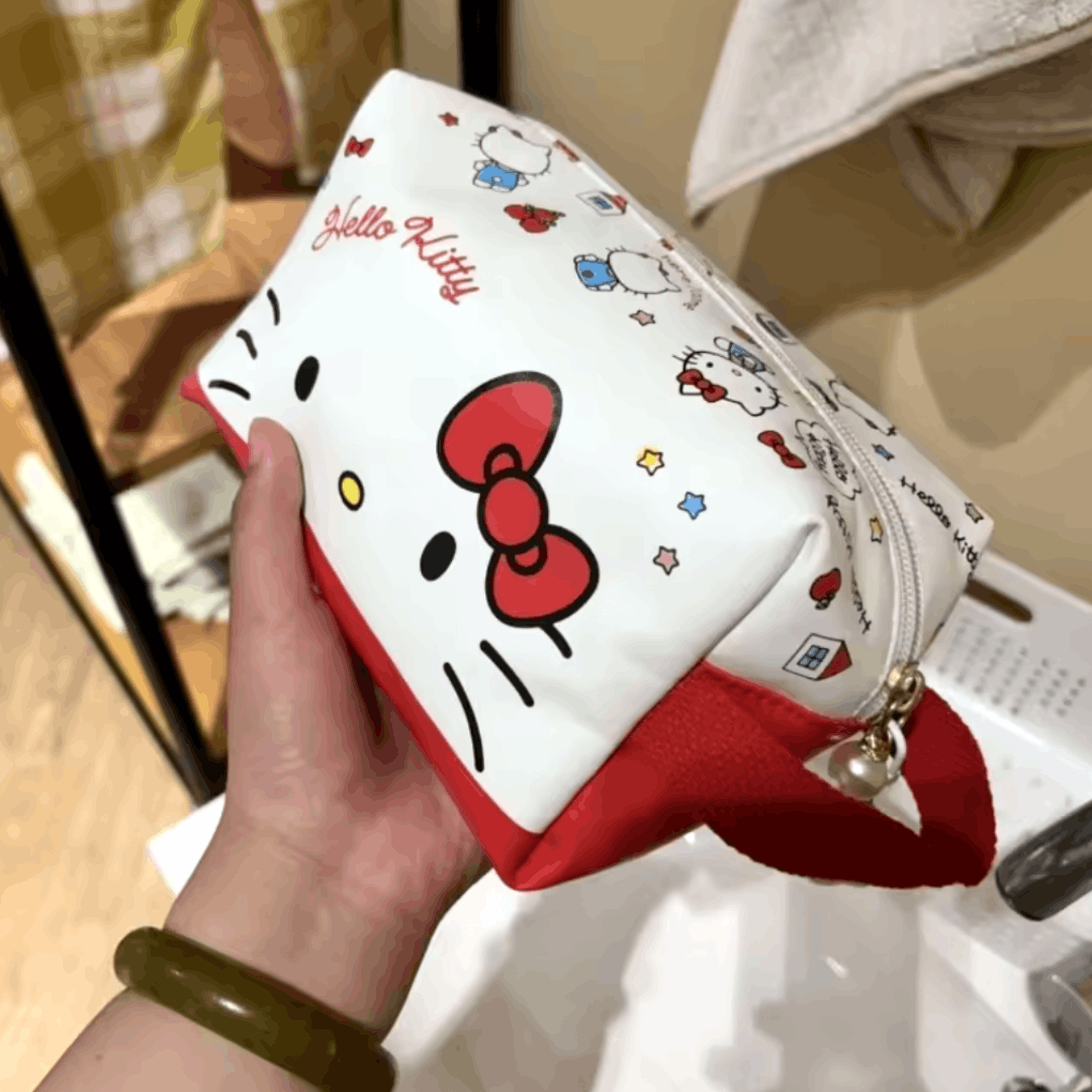 Japanese Brand HELLO KITTY Oxford Waterproof Cosmetic Bag NEW Size ONE SIZE - 3 Thumbnail