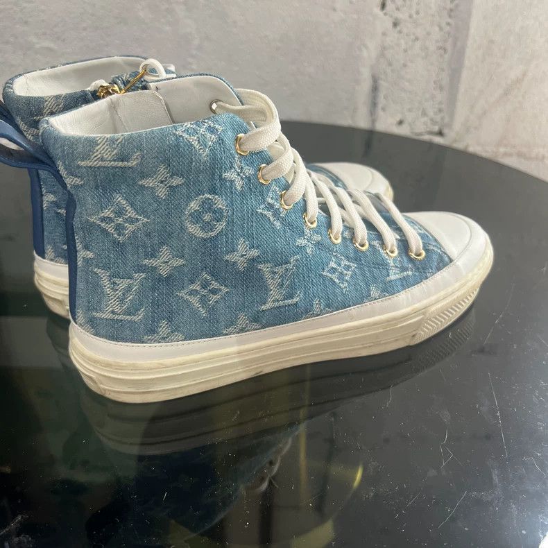 Louis Vuitton Louis Vuitton Denim Blue High Top Board Shoes Size US 6 / IT 36 - 3 Thumbnail