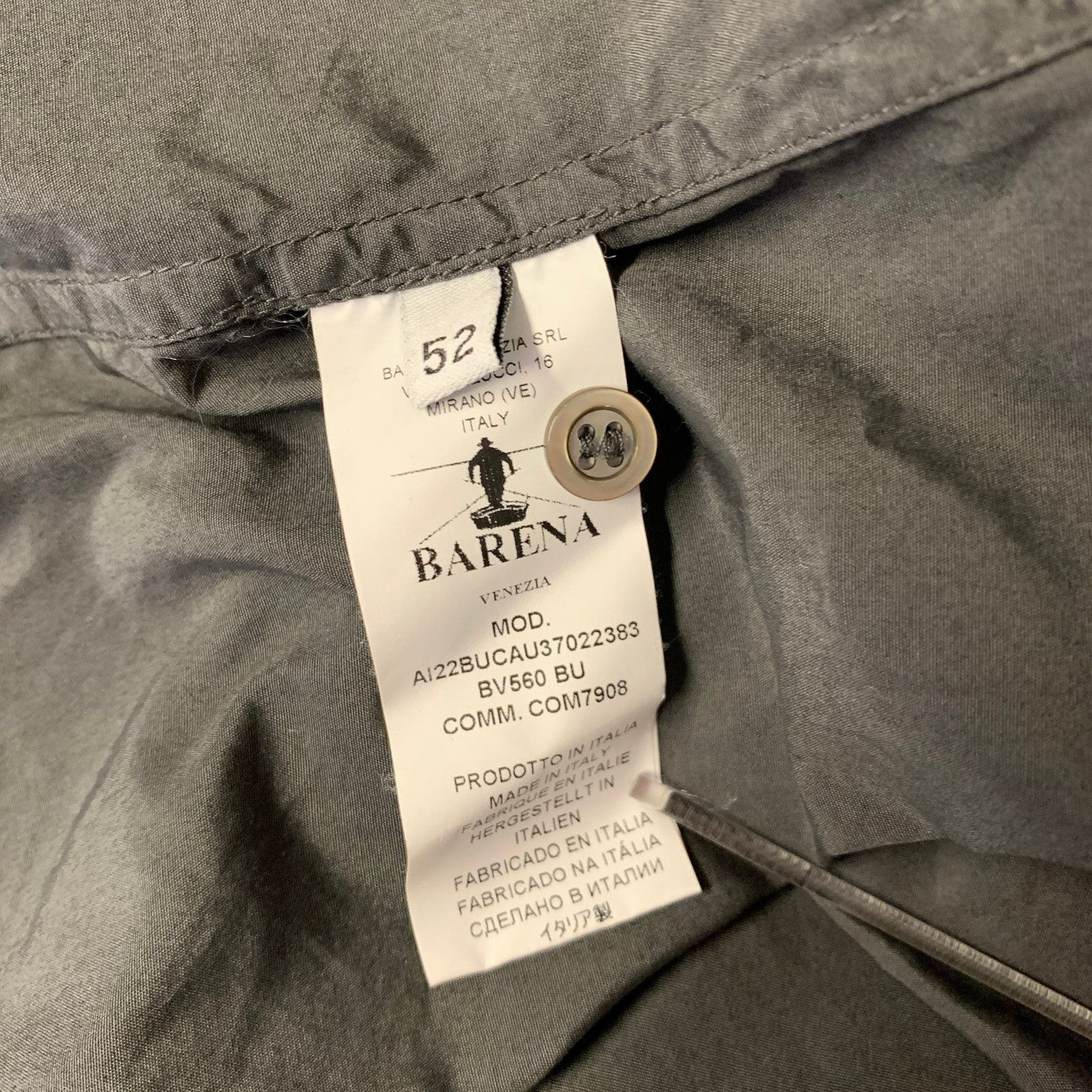 Barena BARENA Size XL Grey Cotton Long Sleeve Shirt Size US XL / EU 56 / 4 - 5 Thumbnail
