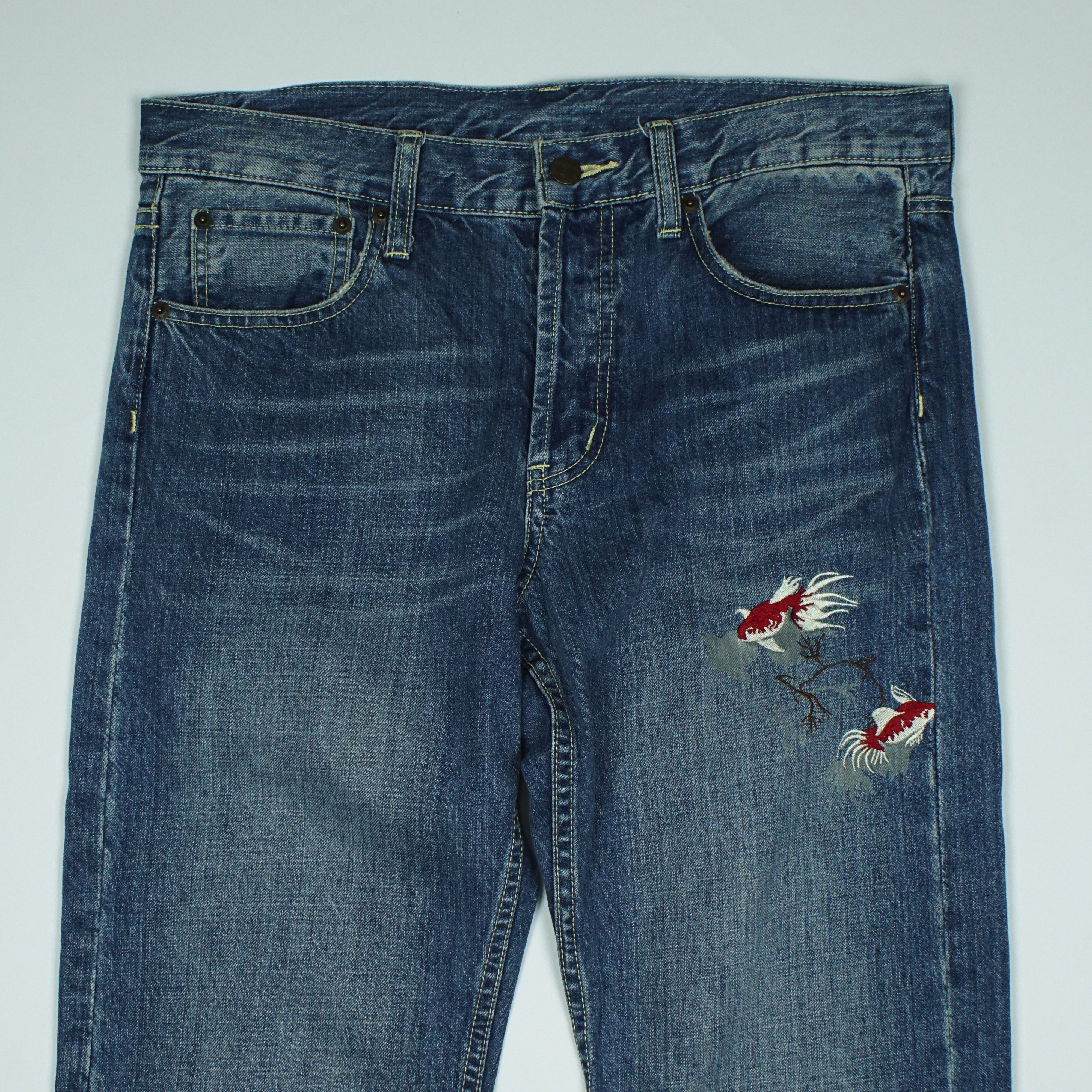 Takeo Kikuchi *NoTariff Takeo Kikuchi Koi Embroidered Denim Pants Size US 32 / EU 48 - 4 Thumbnail