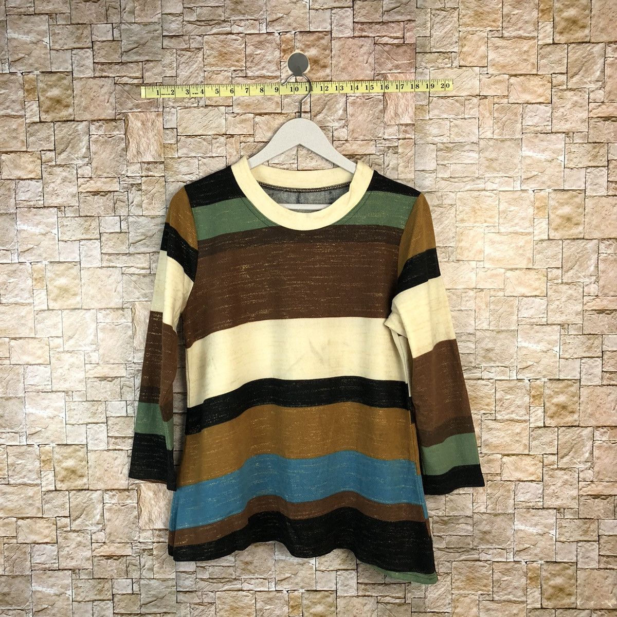 Homespun Knitwear × Japanese Brand × OVER THE STRiPES Japanese Brand vintage Stripe Knitwear #A1101 Size M / US 6-8 / IT 42-44 - 1 Thumbnail
