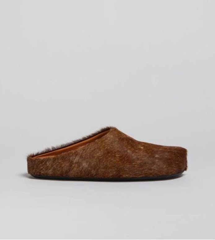 Marni o1w1db10326 Fussbett Calf-Hair Slippers in Brown Size US 11 / EU 44 - 1 Thumbnail