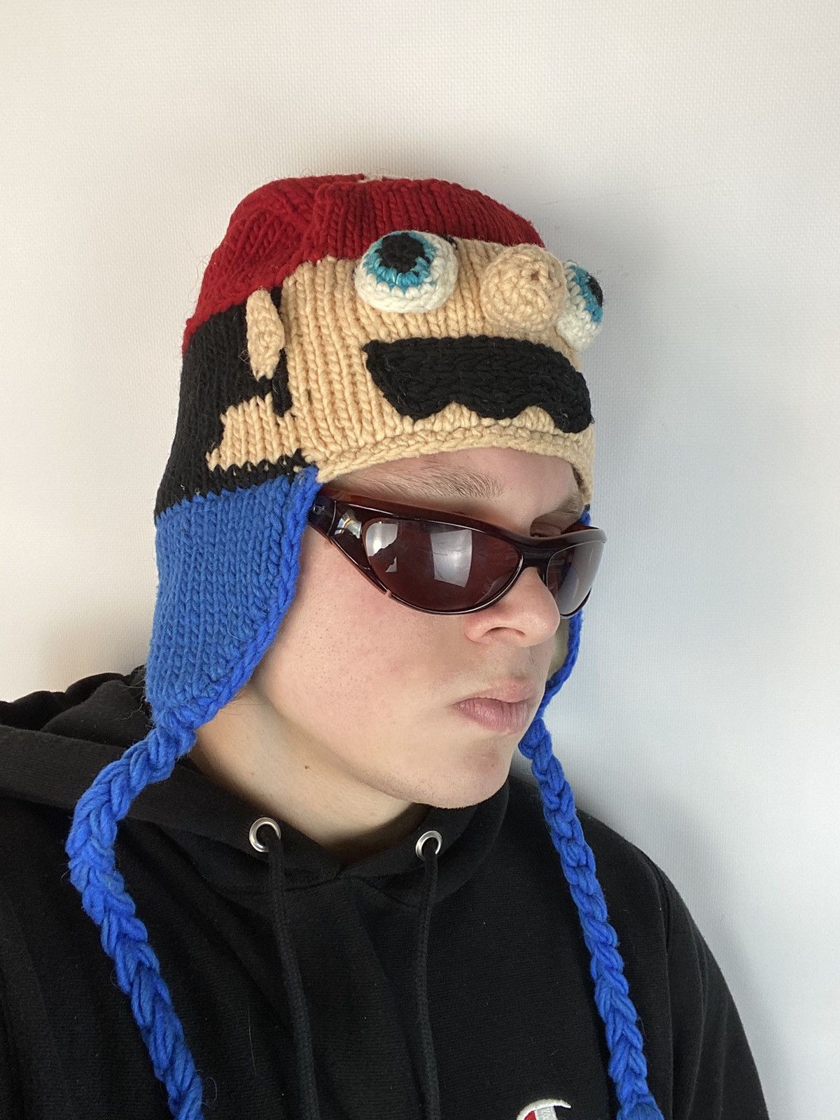 Handmade × Nintendo × Vintage Super Mario vintage 90s handmade knit beanie hat cosplay Size ONE SIZE - 4 Thumbnail