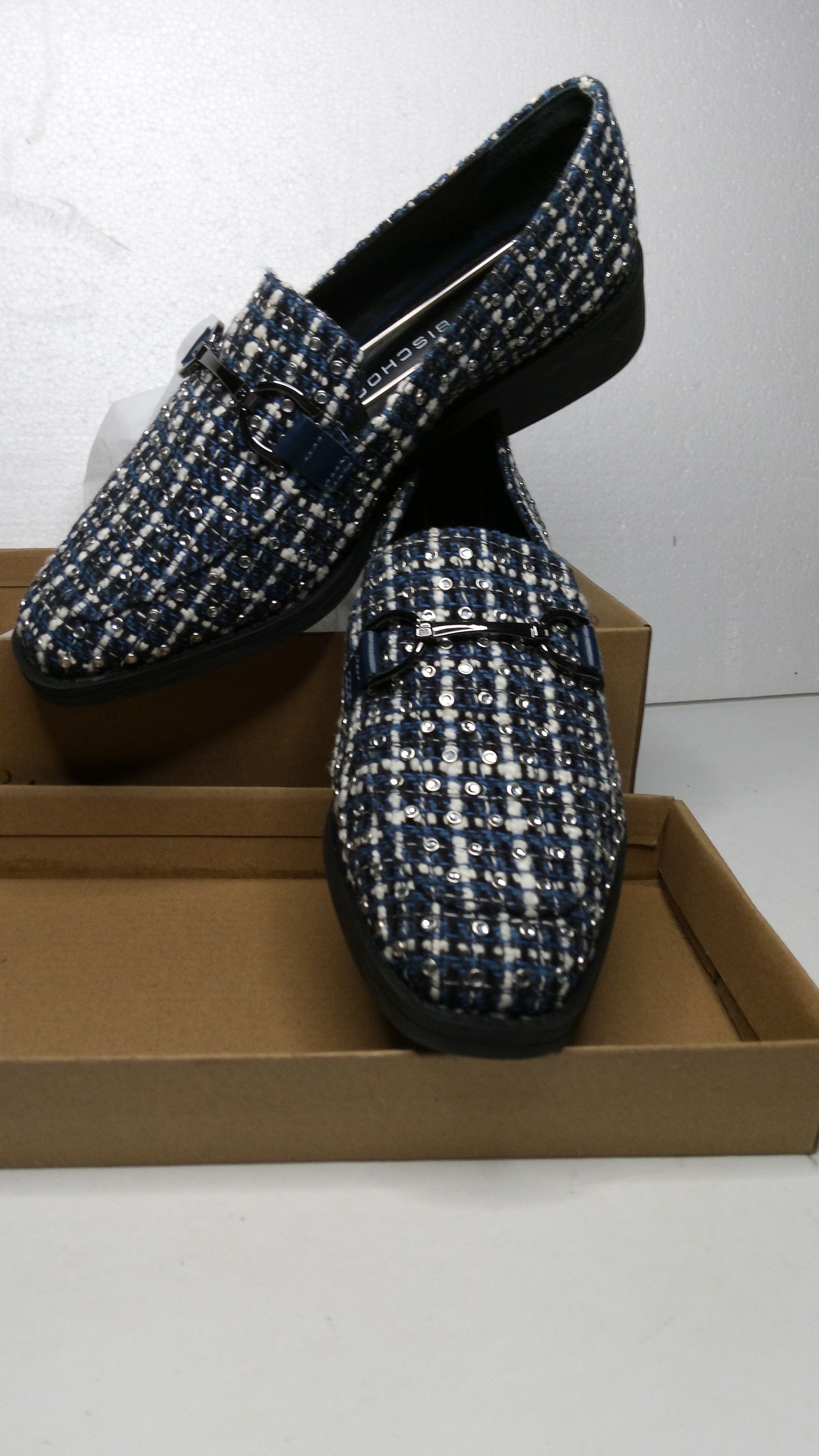 Other Jorge Bischoff Elegant Blue /White Tweed Loafers Size US 5 / IT 35 - 8 Thumbnail