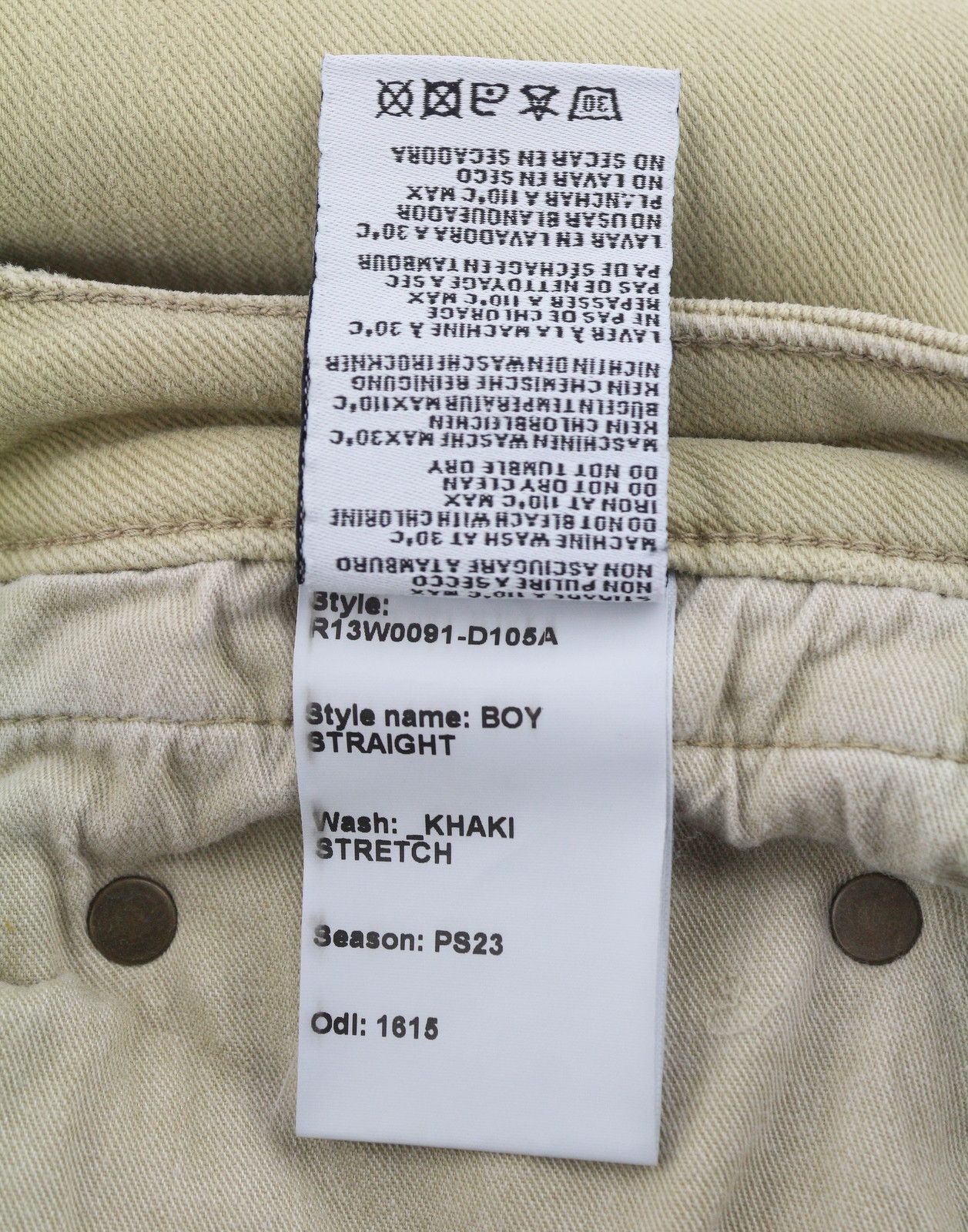 R13 BOY STRAIGHT 27 Khaki Stretch Cropped Jeans 89844 Size 27" / US 4 / IT 40 - 9 Thumbnail