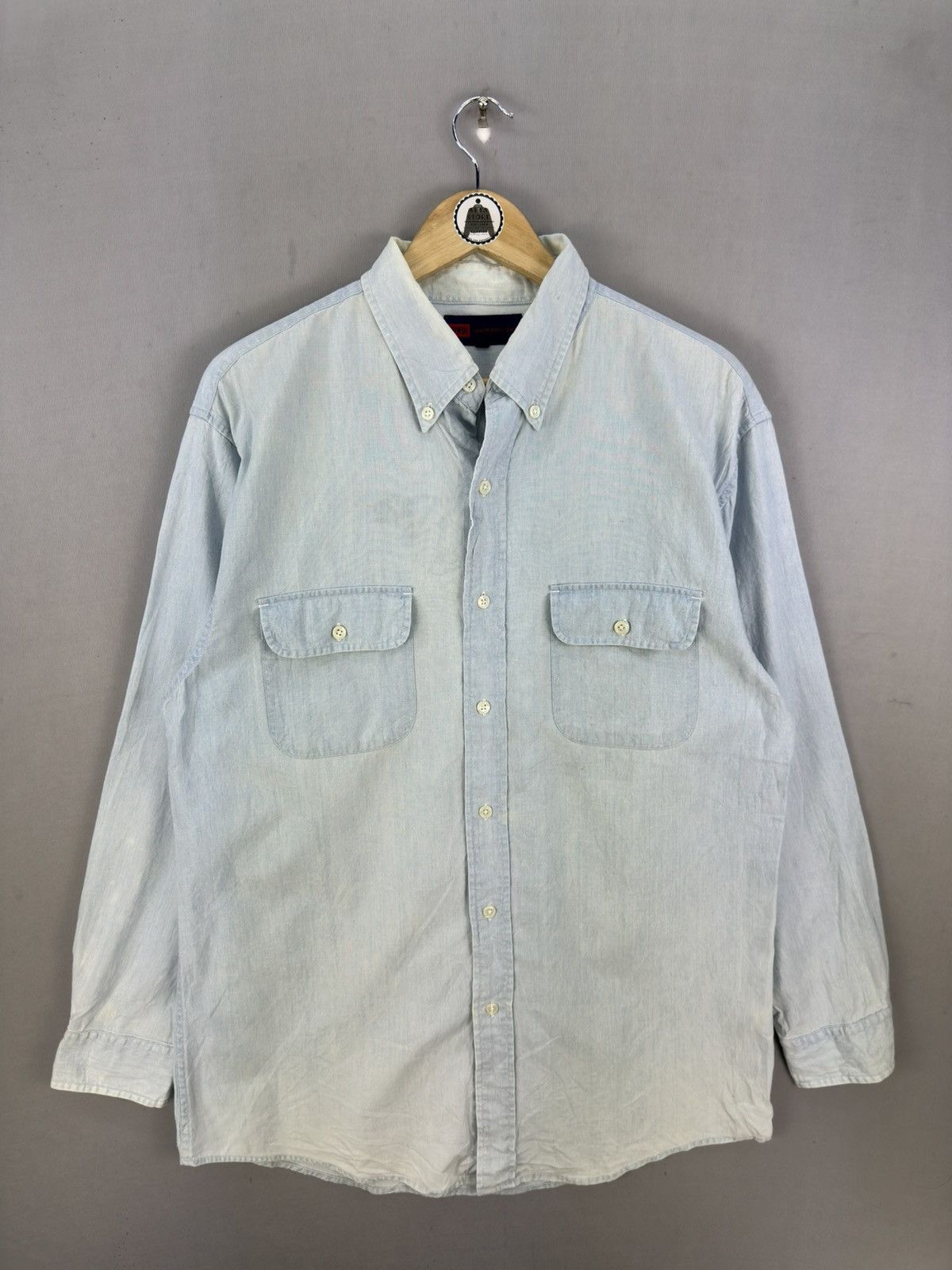 Edwin Edwin Double Pocket Denim Flannel Shirt Button Up Size US L / EU 52-54 / 3 - 1 Thumbnail