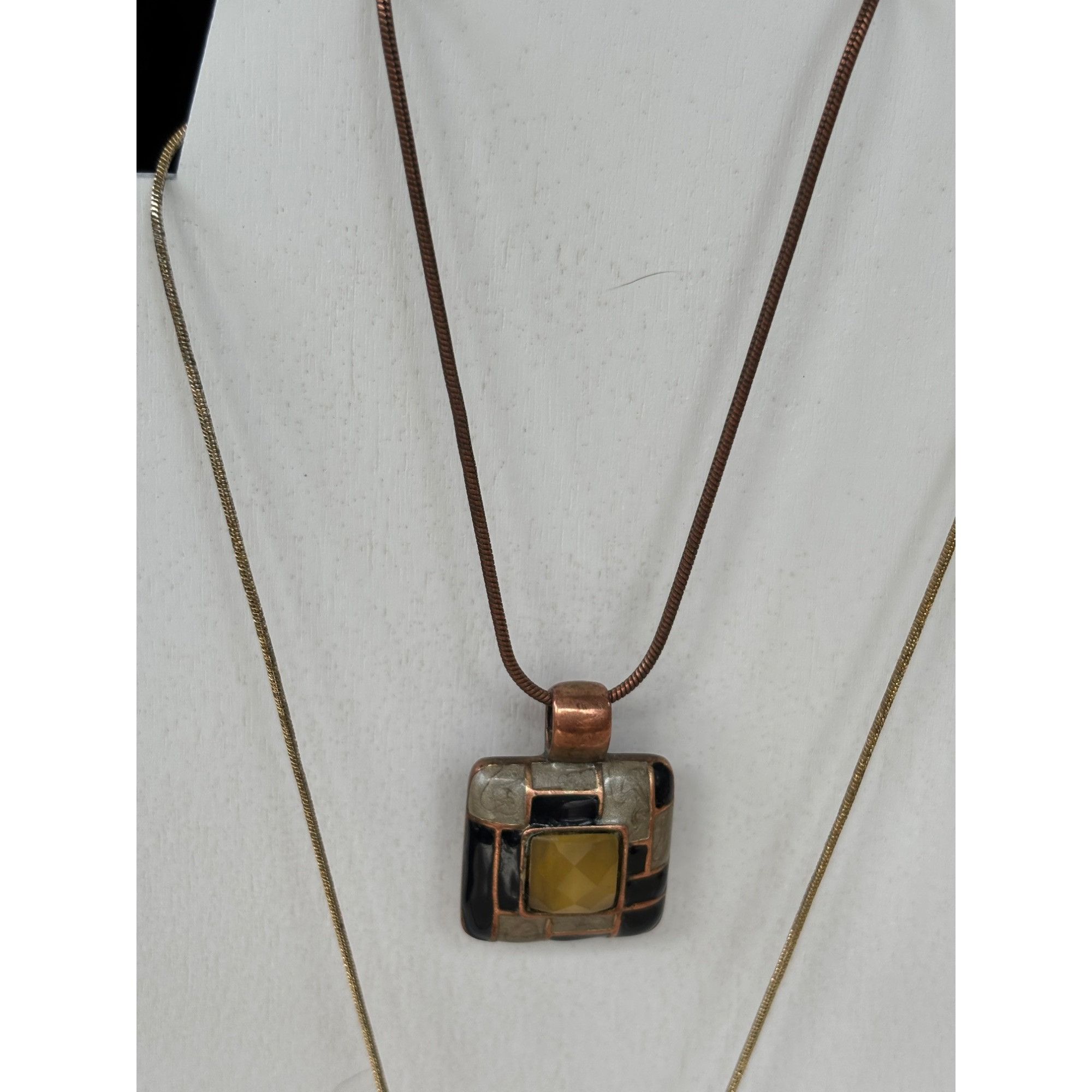 Other Bronze & Gold Multi-Style Pendant Necklace Set- 5 piece set Size ONE SIZE - 5 Thumbnail