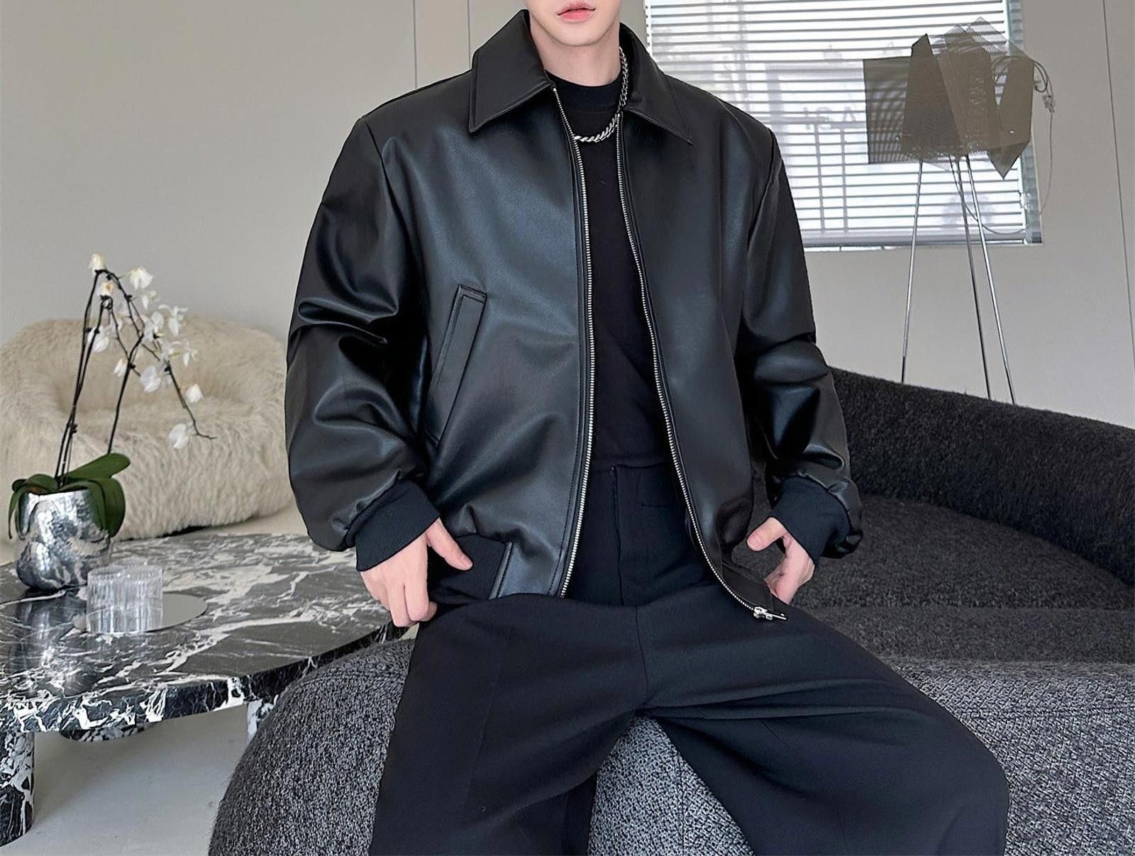 Vintage Black Faux Leather Bomber Jacket, Relaxed Fit Outerwear Size US M / EU 48-50 / 2 - 2 Thumbnail