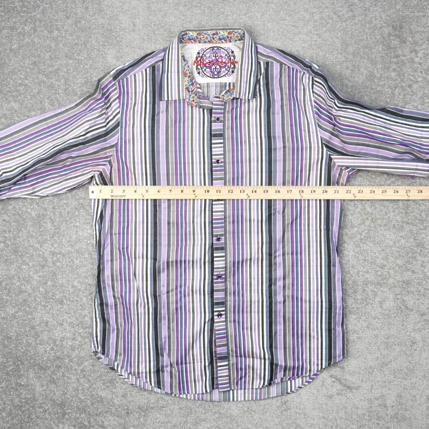 Robert Graham Robert Graham Button-Up Shirt Knowledge Wisdom Purple Long Sleeve L Mens Flip Cuff Striped Cotton Size US L / EU 52-54 / 3 - 3 Thumbnail