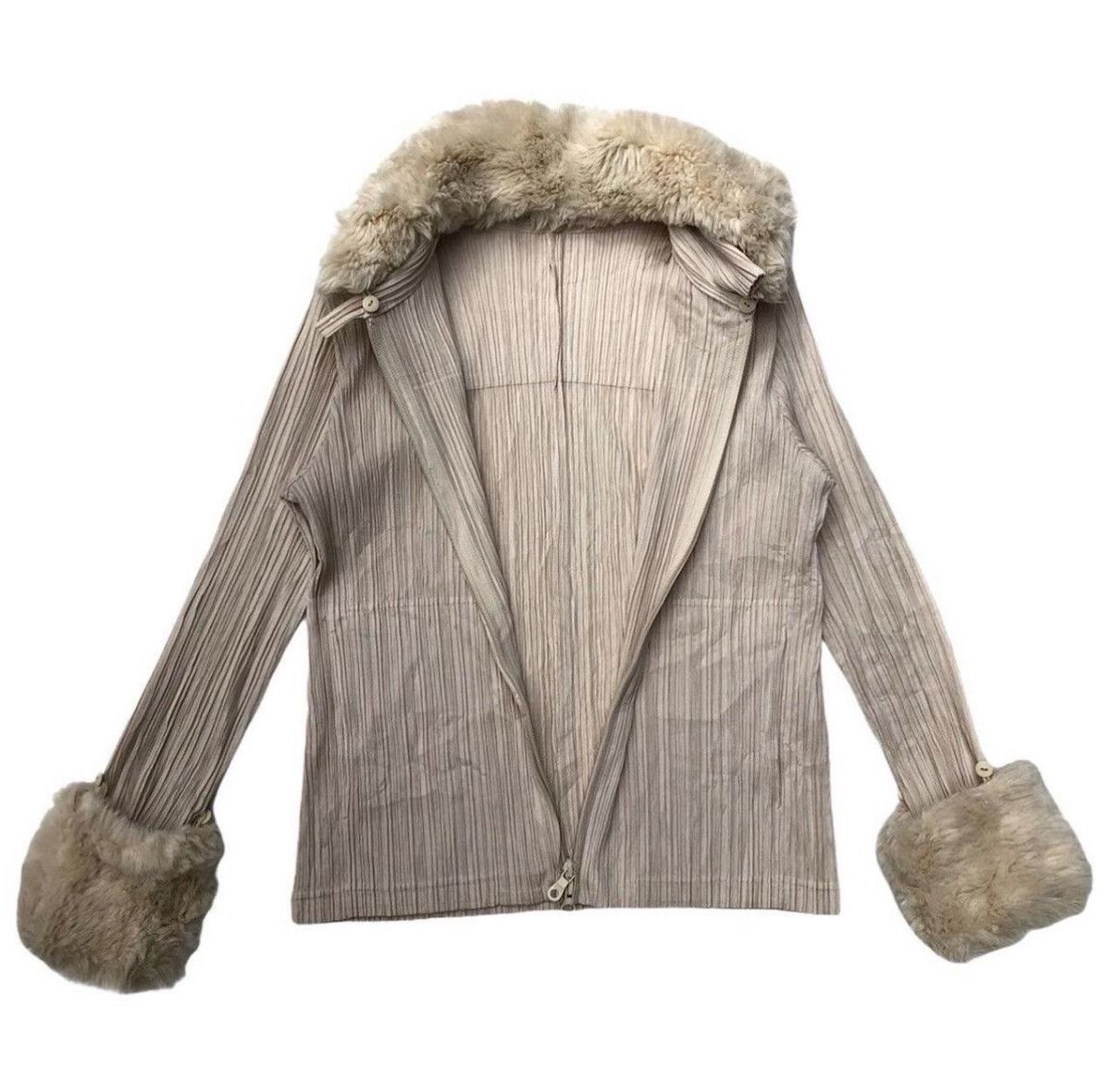 Pleats Please Issey Miyake Faux Fur Issey Miyake Pleats Please Zip Up Long Sleeve Size S / US 4 / IT 40 - 3 Thumbnail
