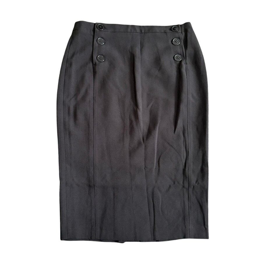 FRNCH FRNCH Front Button Midi Bodycon Skirt in Black, Size L Size 34" / US 12 / IT 48 - 1 Thumbnail