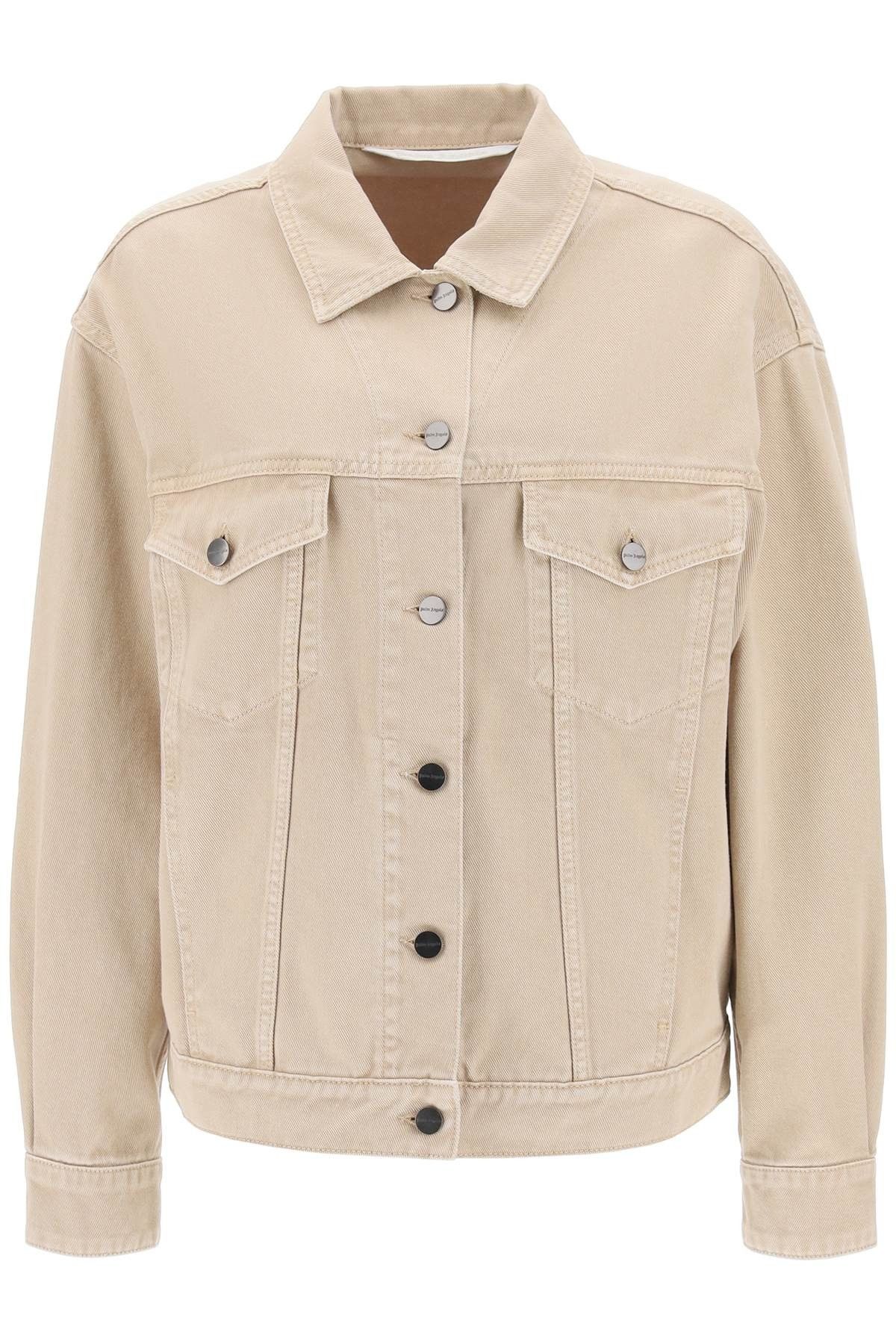 Palm Angels o1y1125 Denim Jacket in Beige Size S / US 4 / IT 40 - 1 Thumbnail