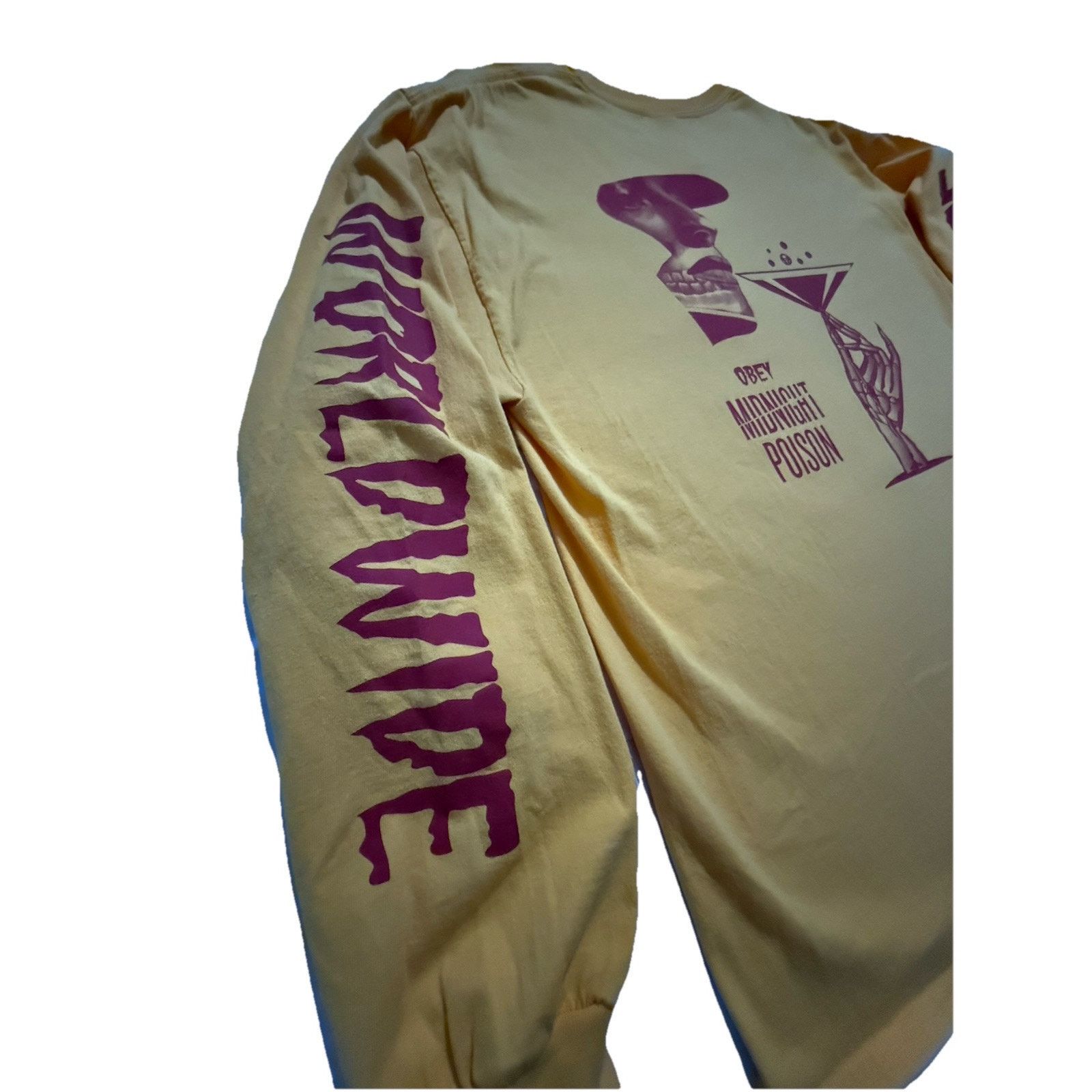 Obey Obey Men’s Shirt L Sleeve Yellow “Worldwide” Midnight Poison Size US XL / EU 56 / 4 - 4 Thumbnail