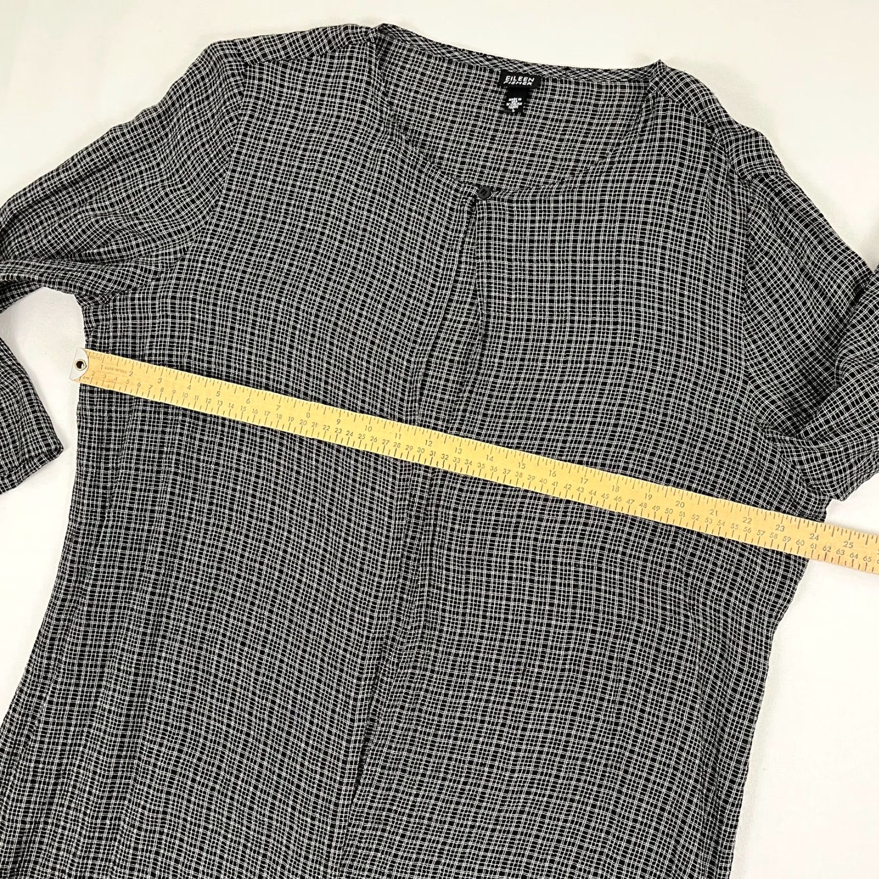Eileen Fisher Eileen Fisher Blouse Tunic Lagenlook Large Black Gray Open Front Cardigan Womens Type: Blouse Size L / US 10 / IT 46 - 5 Thumbnail